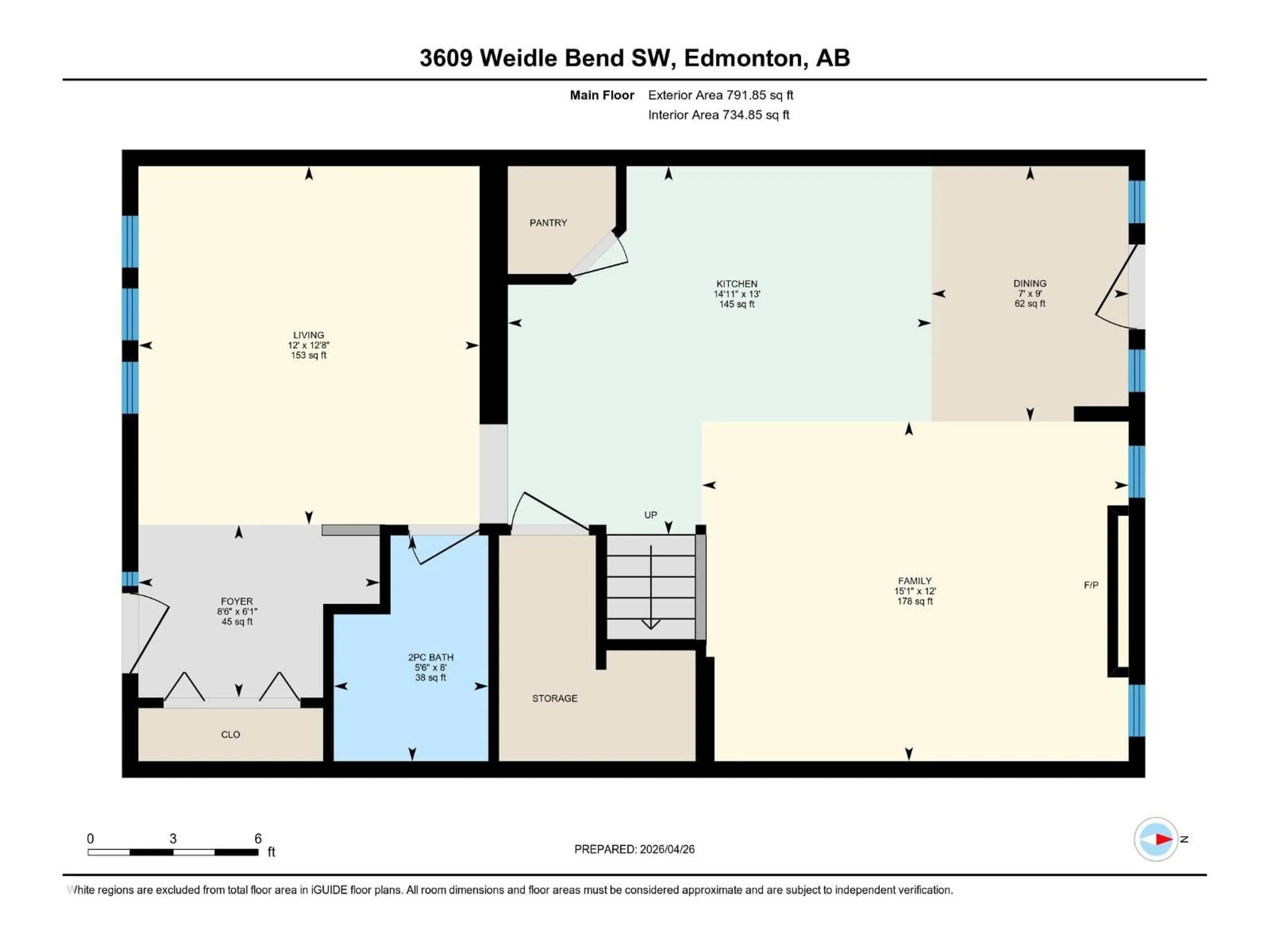Floor plan for SW SW - 3609 WEIDLE BEND BN, Edmonton Alberta T6X1T5