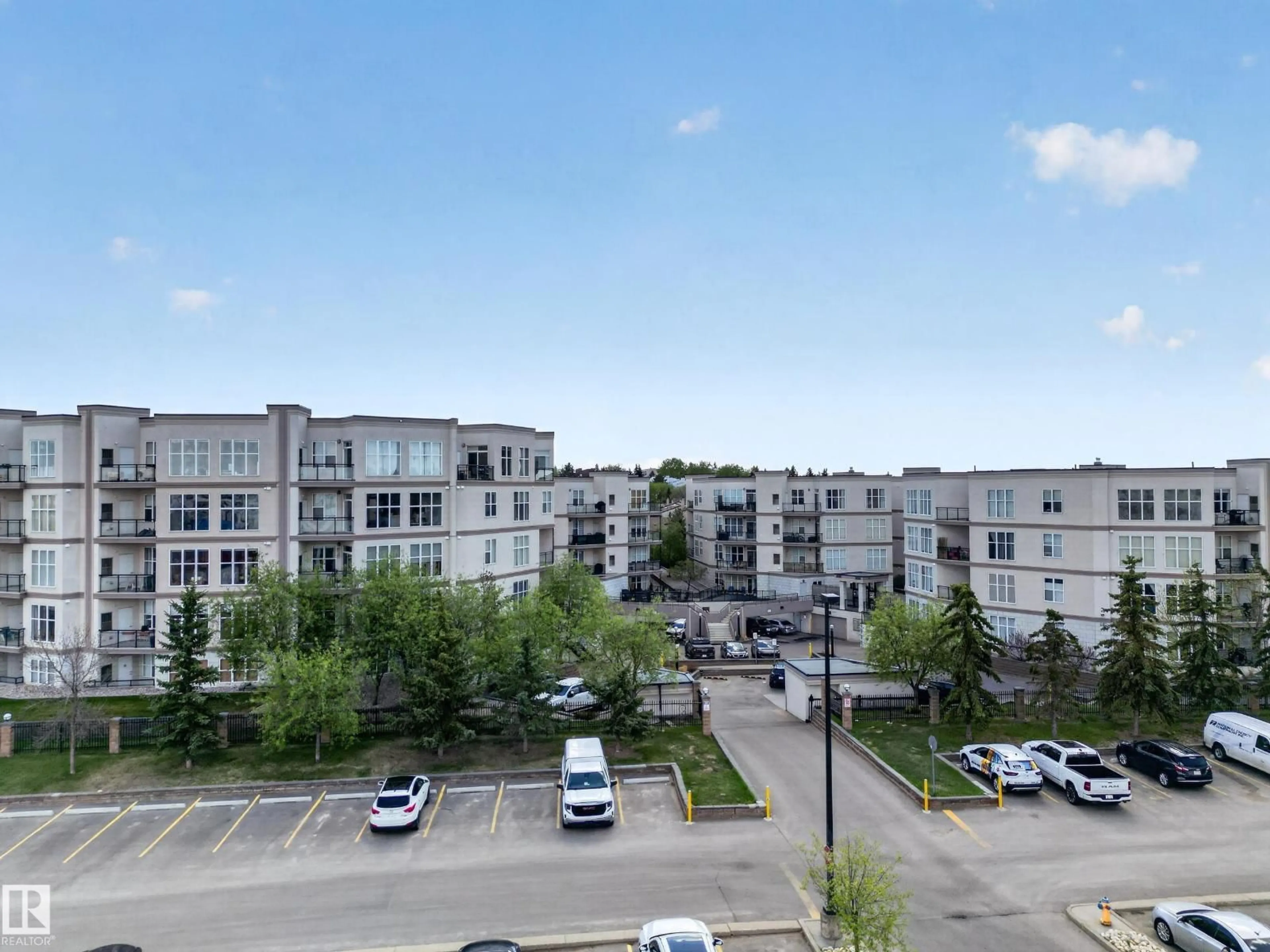 A pic from outside/outdoor area/front of a property/back of a property/a pic from drone, city buildings view from balcony for 341 - 4827 104A ST NW, Edmonton Alberta T6H0R5