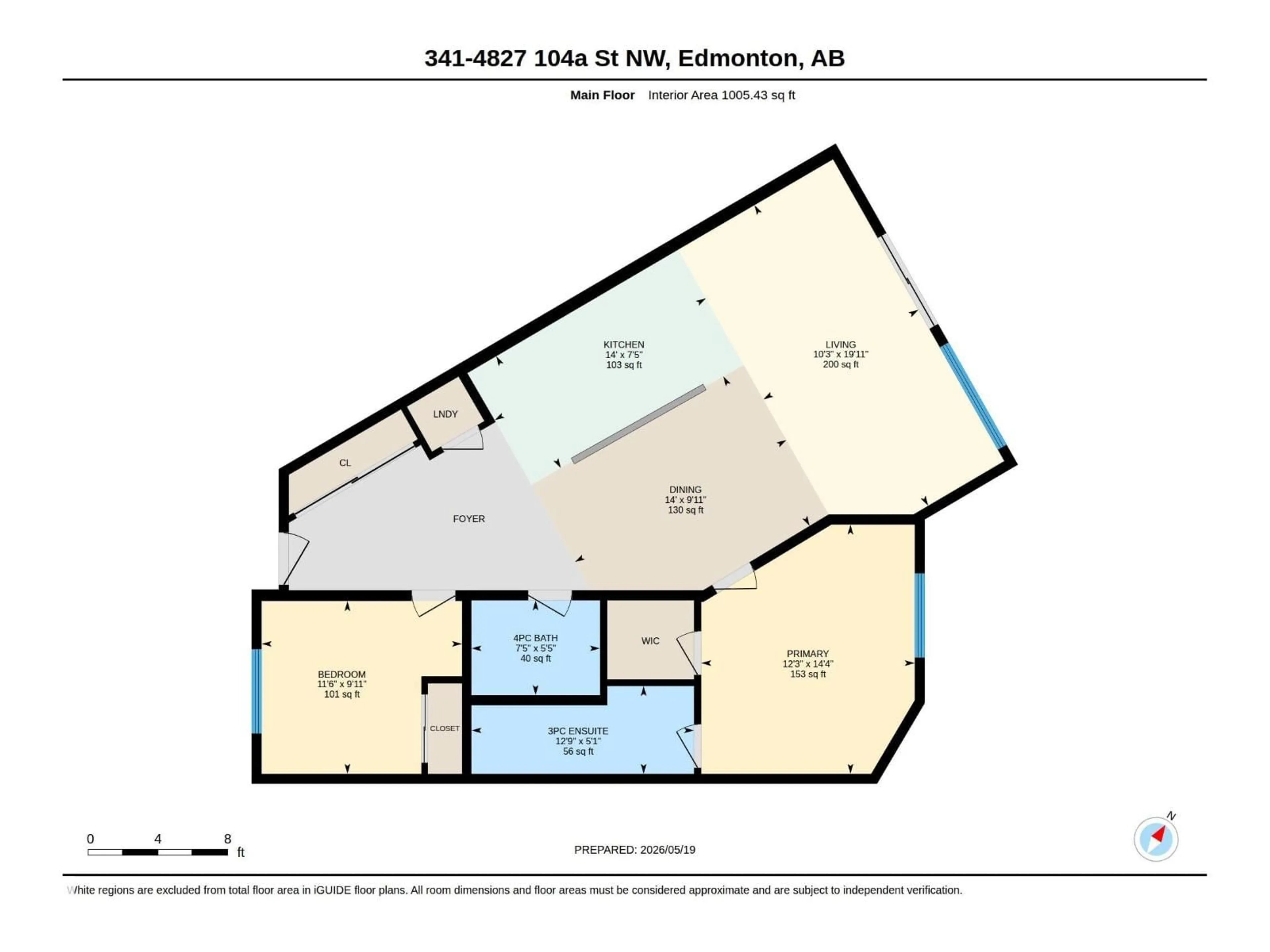 Floor plan for 341 - 4827 104A ST NW, Edmonton Alberta T6H0R5
