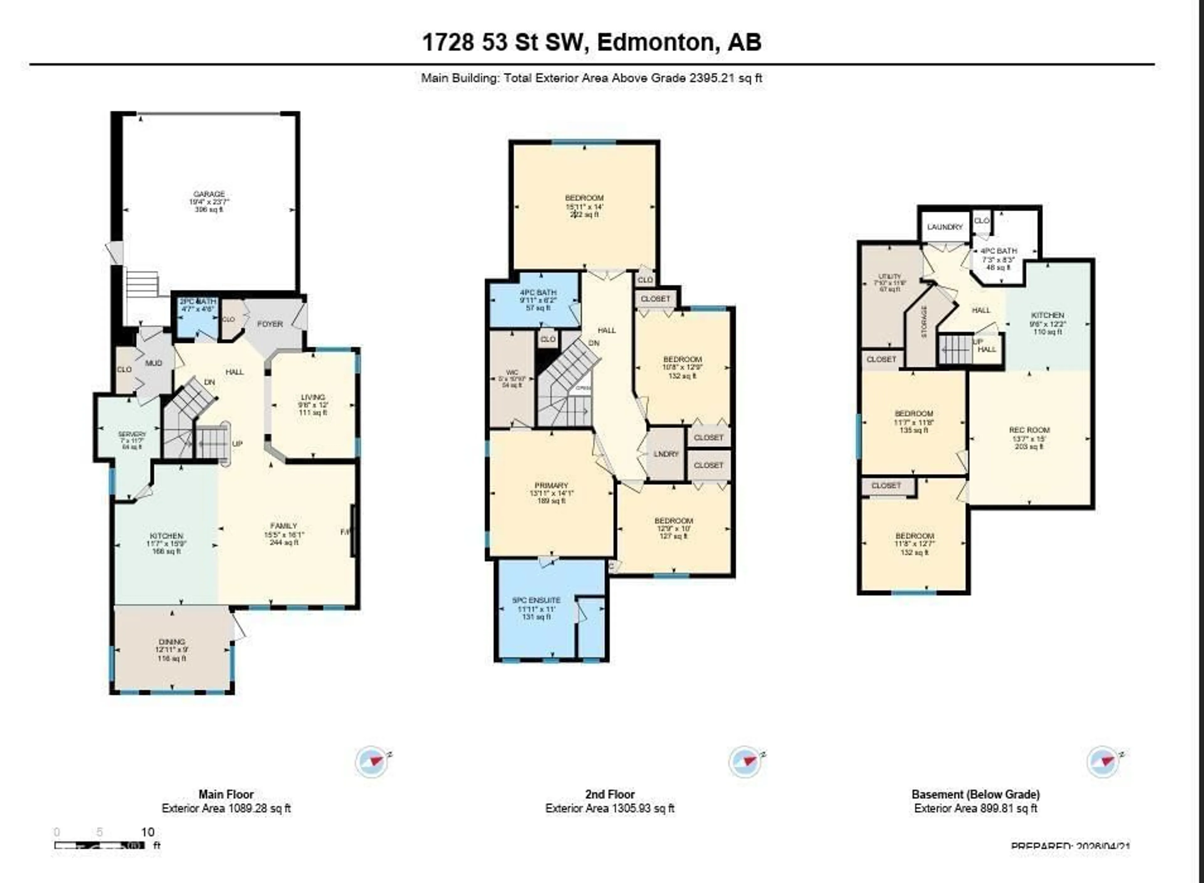 Floor plan for 1728 53 ST, Edmonton Alberta T6X1R6