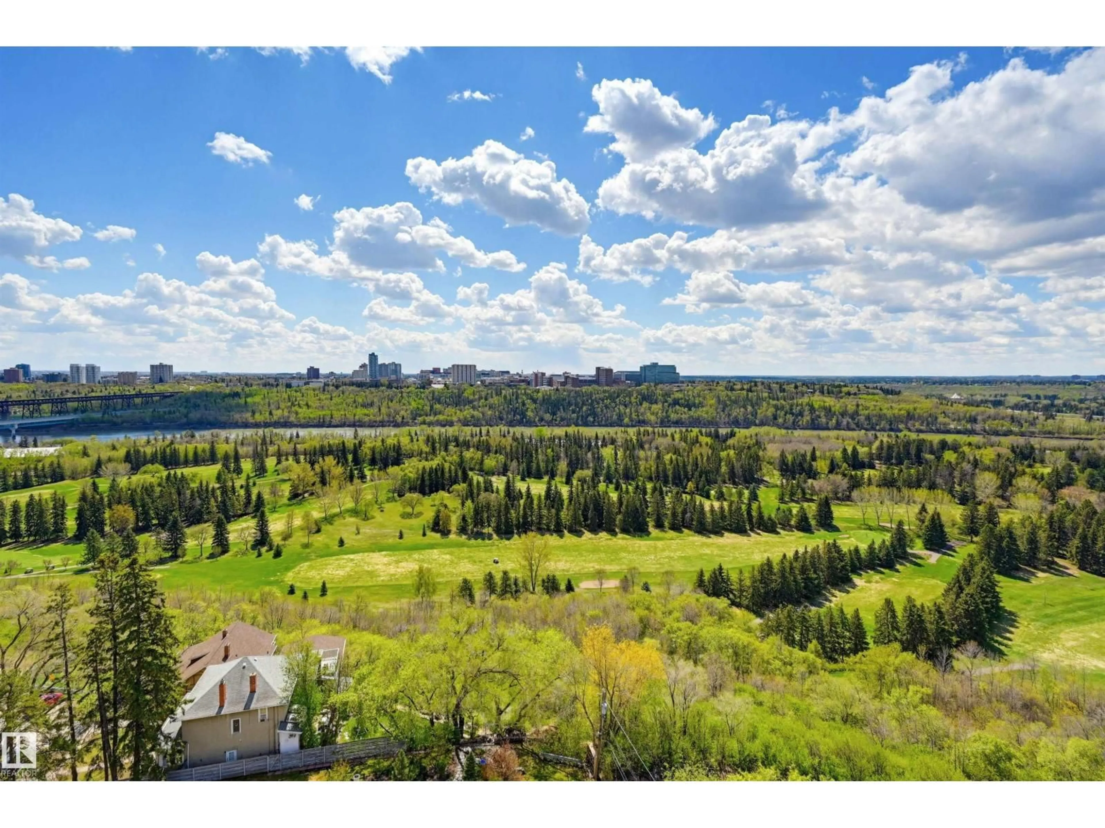 A pic from outside/outdoor area/front of a property/back of a property/a pic from drone, forest/trees view for 11503 - 1704 100 AV, Edmonton Alberta T5K2K7