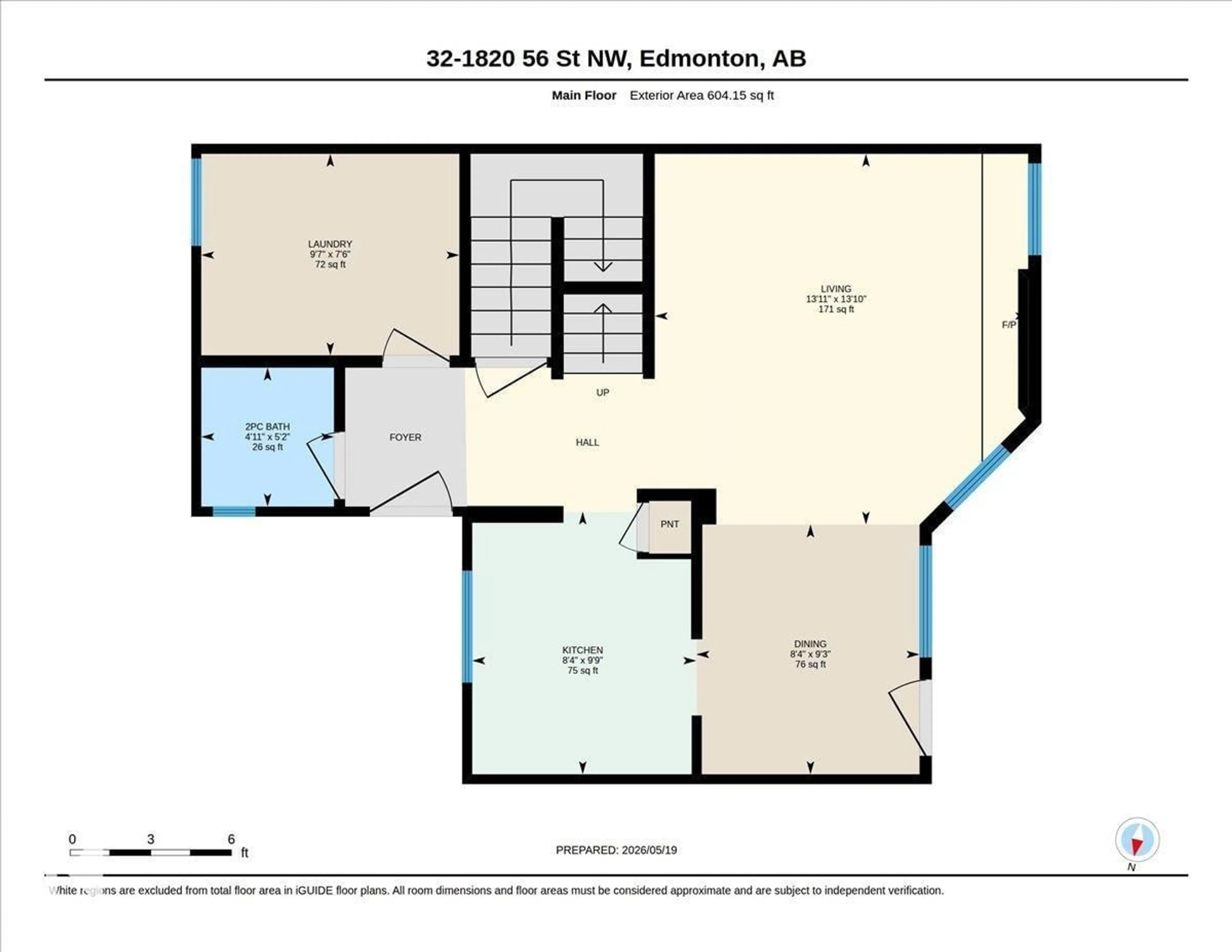 Floor plan for #32 - 1820 56 ST, Edmonton Alberta T6L5L4