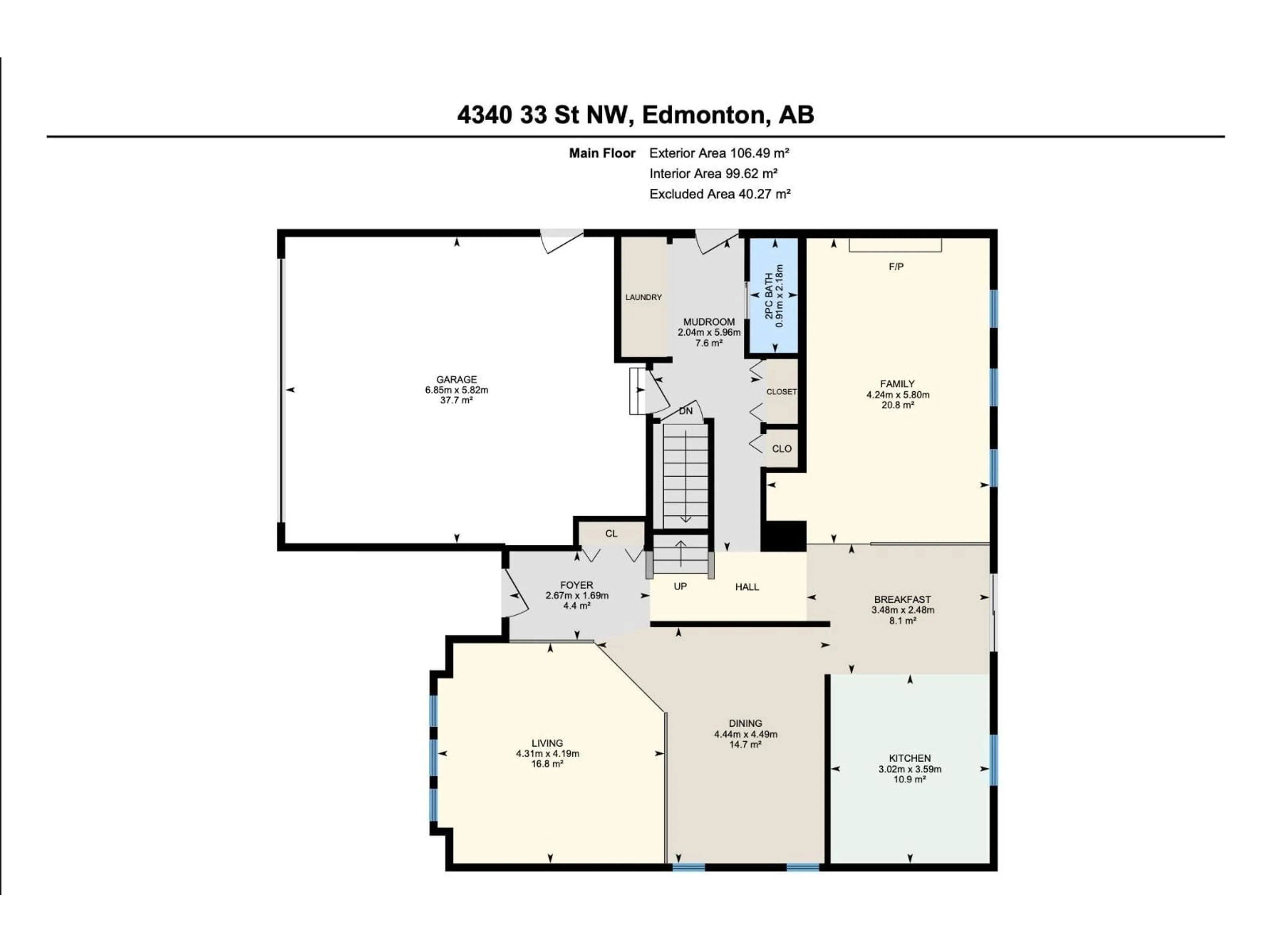 Floor plan for 4340 33 ST, Edmonton Alberta T6T1B7