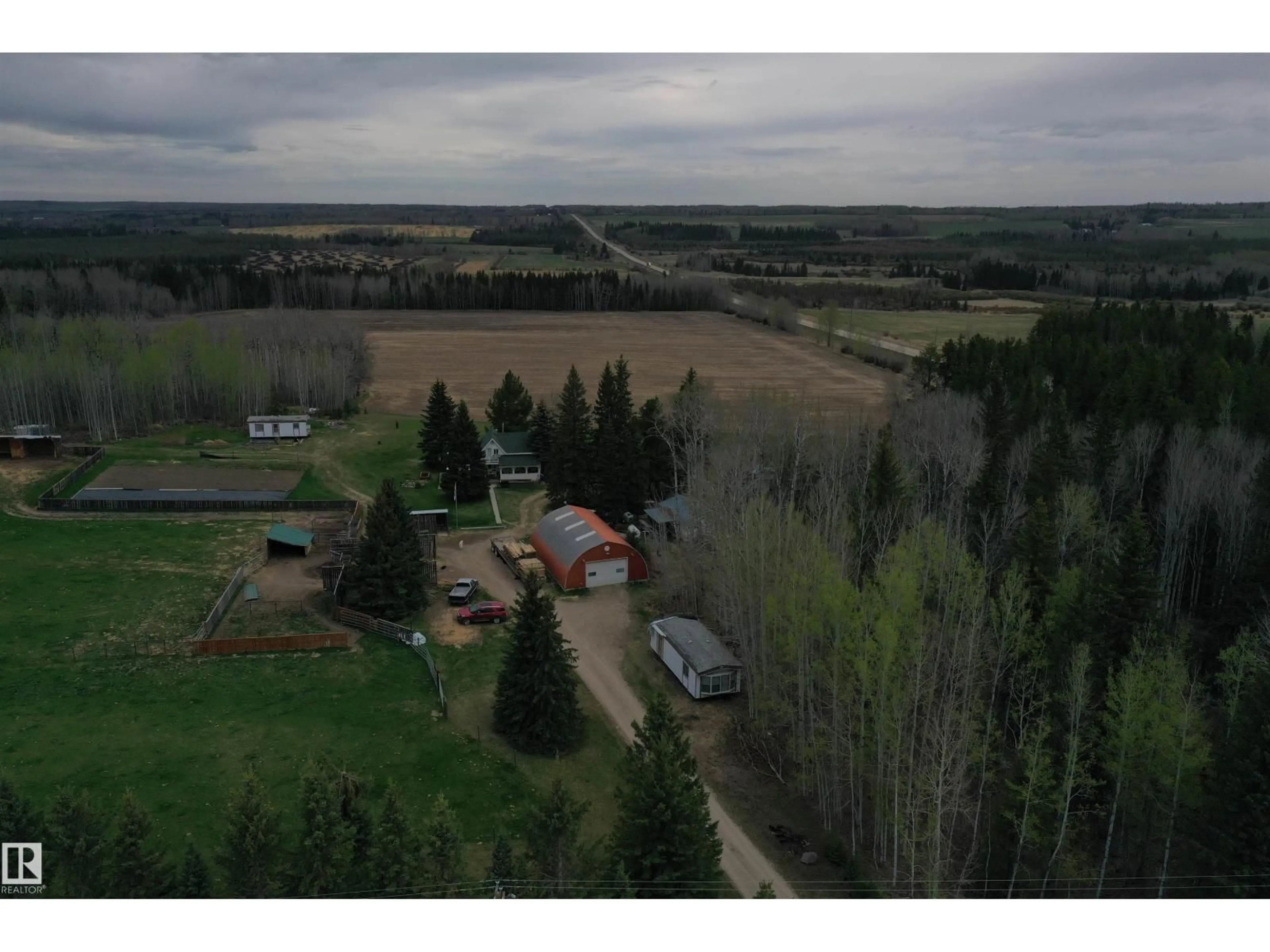 A pic from outside/outdoor area/front of a property/back of a property/a pic from drone, forest/trees view for 4104 TWP ROAD 473A, Rural Brazeau County Alberta T0C0P0