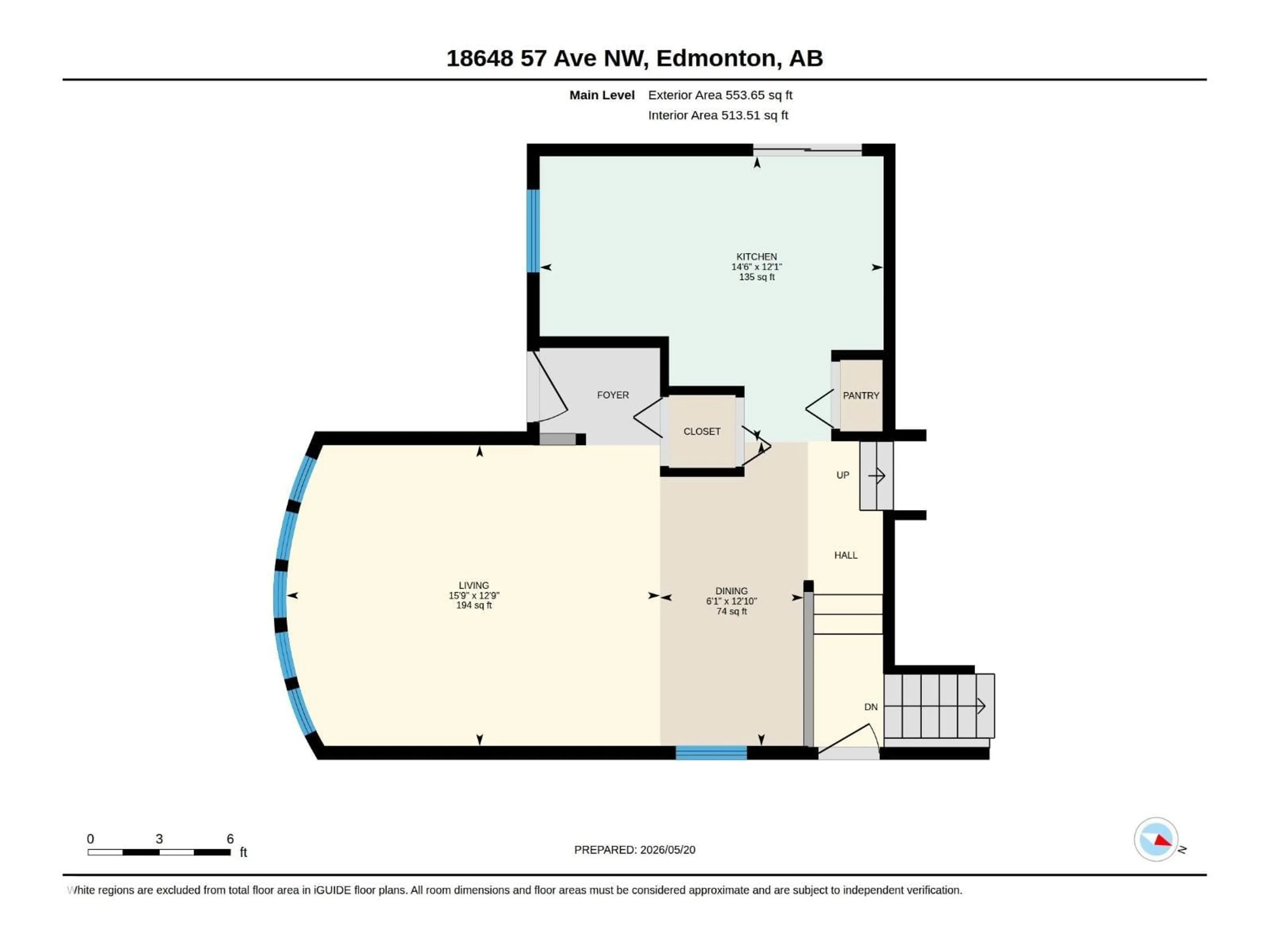 Floor plan for 18648 57 AV, Edmonton Alberta T6M2A5