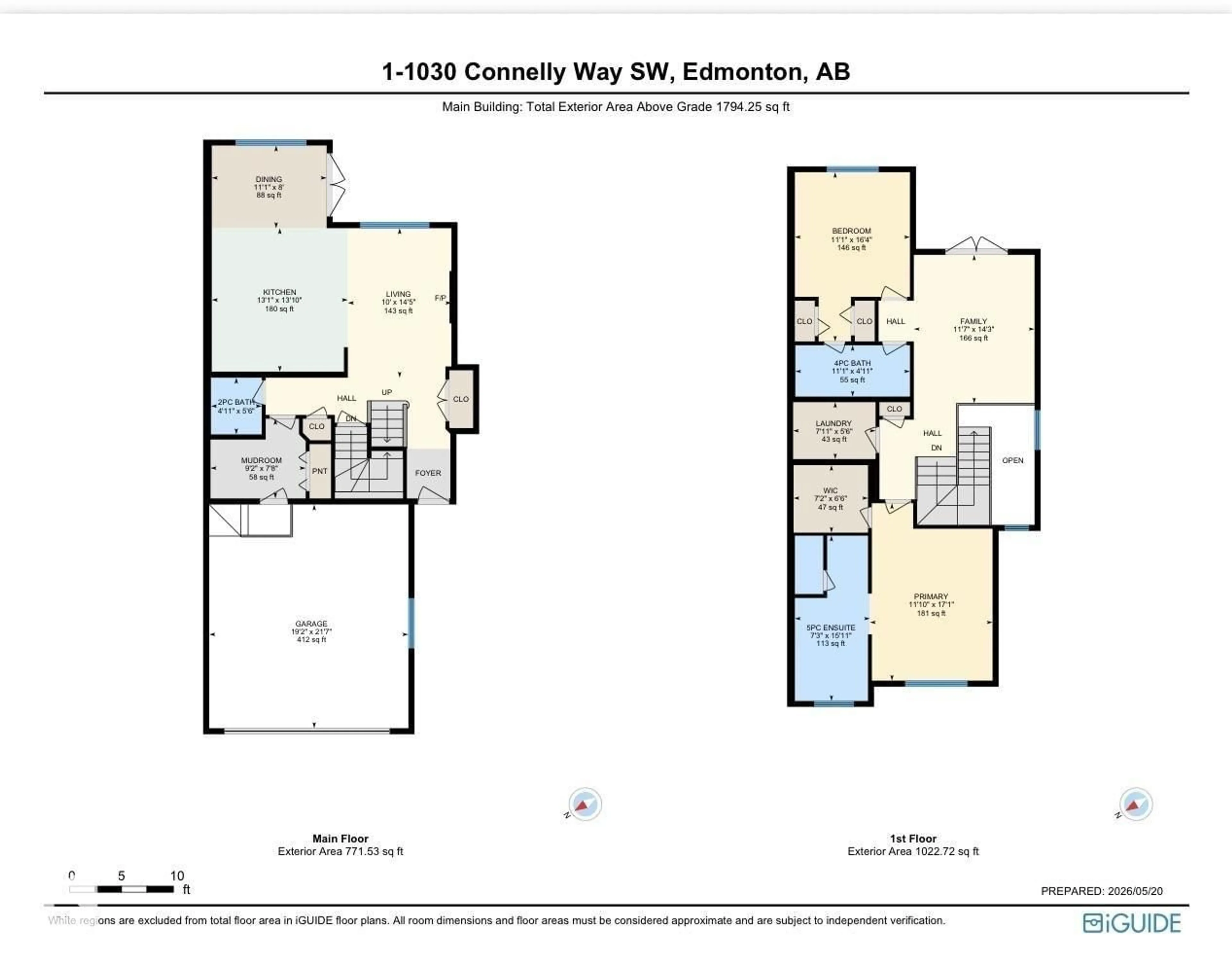 Floor plan for 1030 CONNELLY WY, Edmonton Alberta T6W2G2