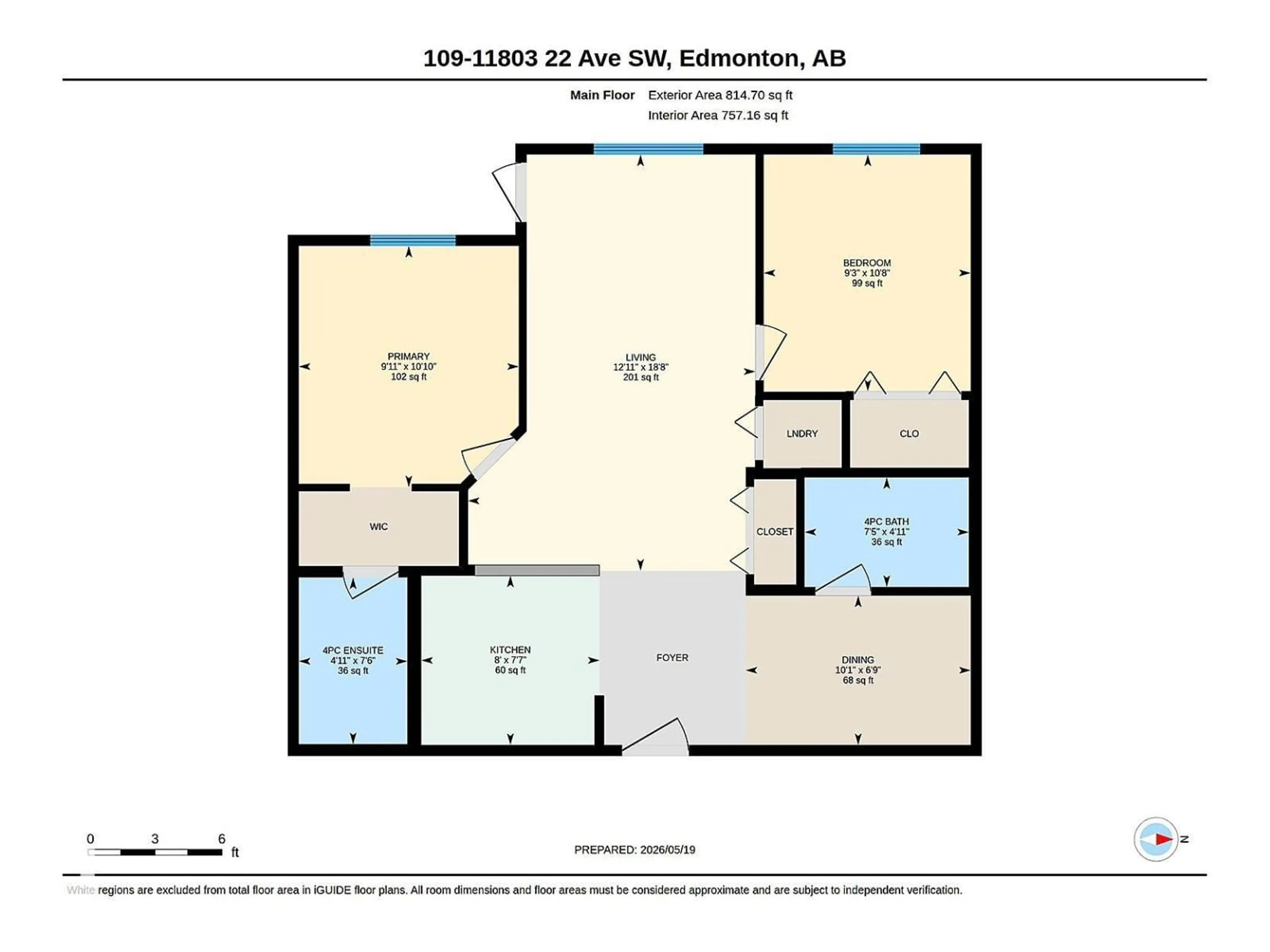 Floor plan for #109 - 11803 22 AV, Edmonton Alberta T6W2R9