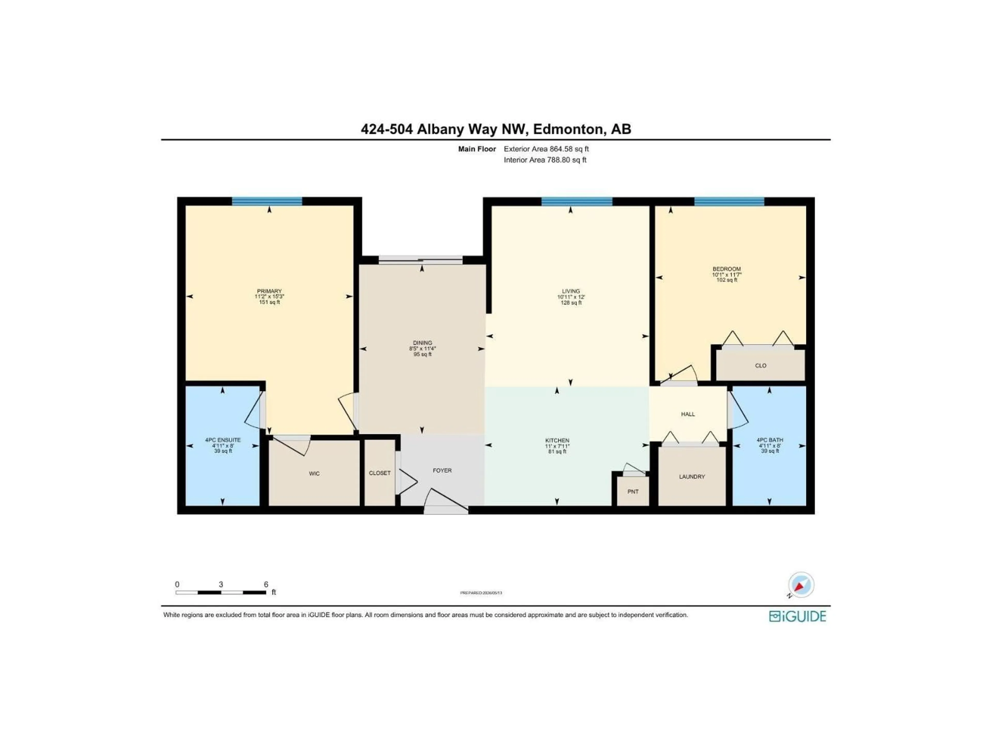 Floor plan for #424 - 504 ALBANY WY, Edmonton Alberta T6V0L2