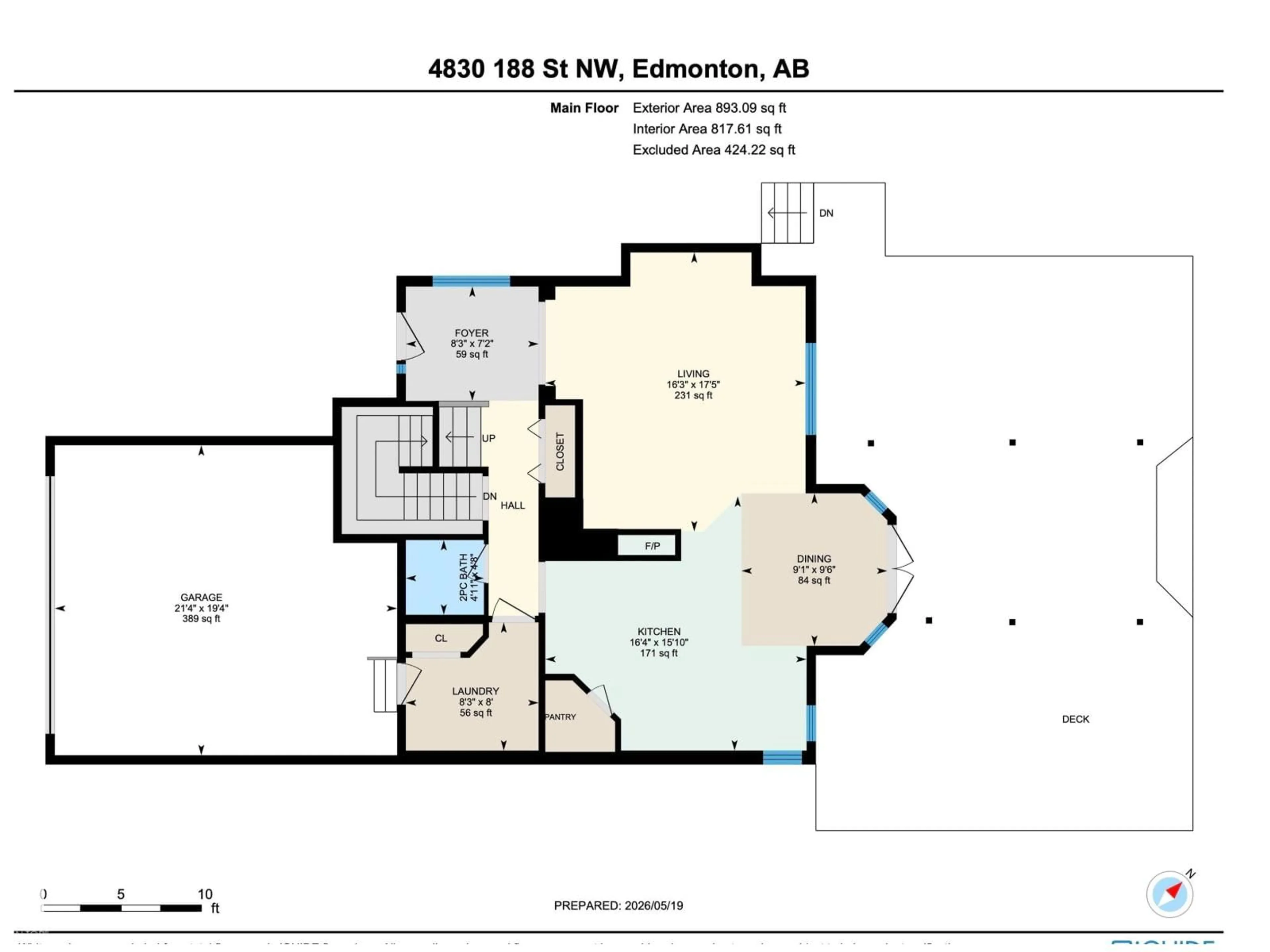 Floor plan for NW - 4830 188 ST, Edmonton Alberta T6M2S2