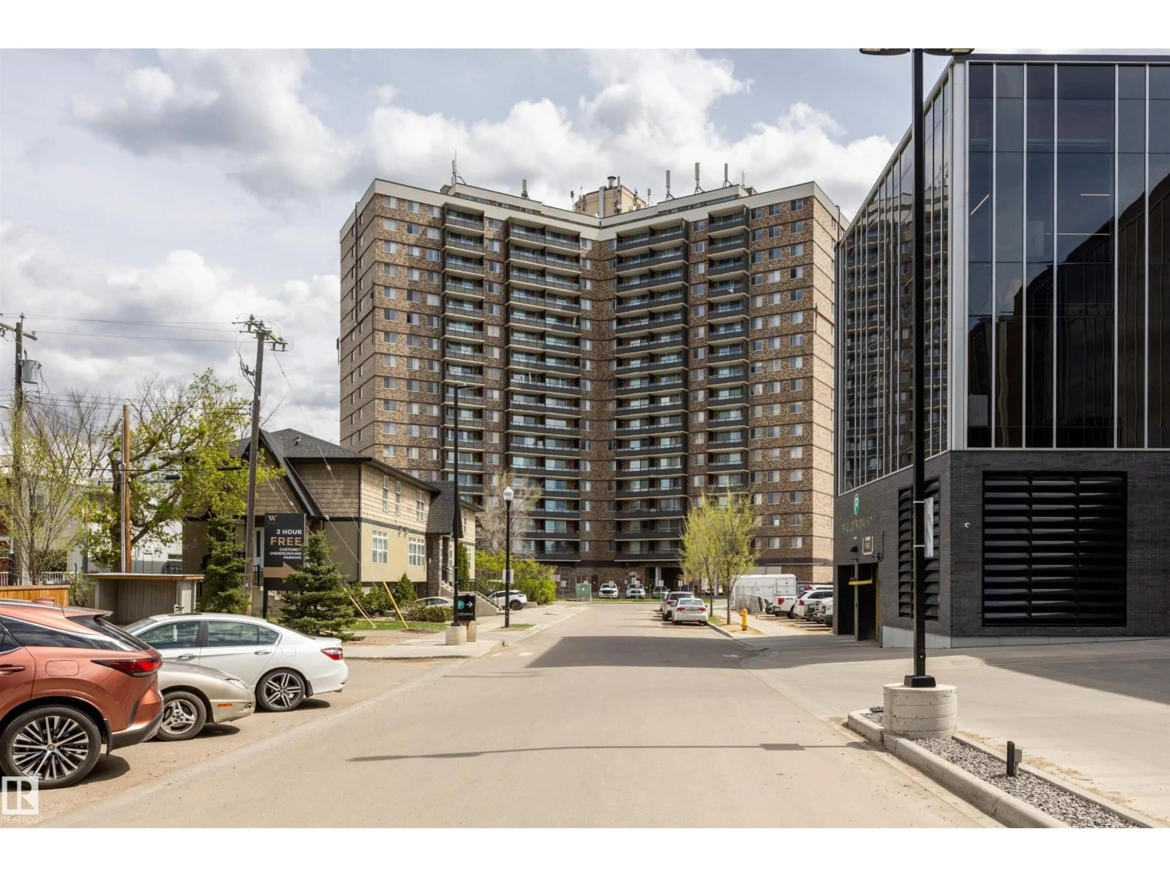 A pic from outside/outdoor area/front of a property/back of a property/a pic from drone, street for #708 - 13910 STONY PLAIN RD, Edmonton Alberta T5N3R2
