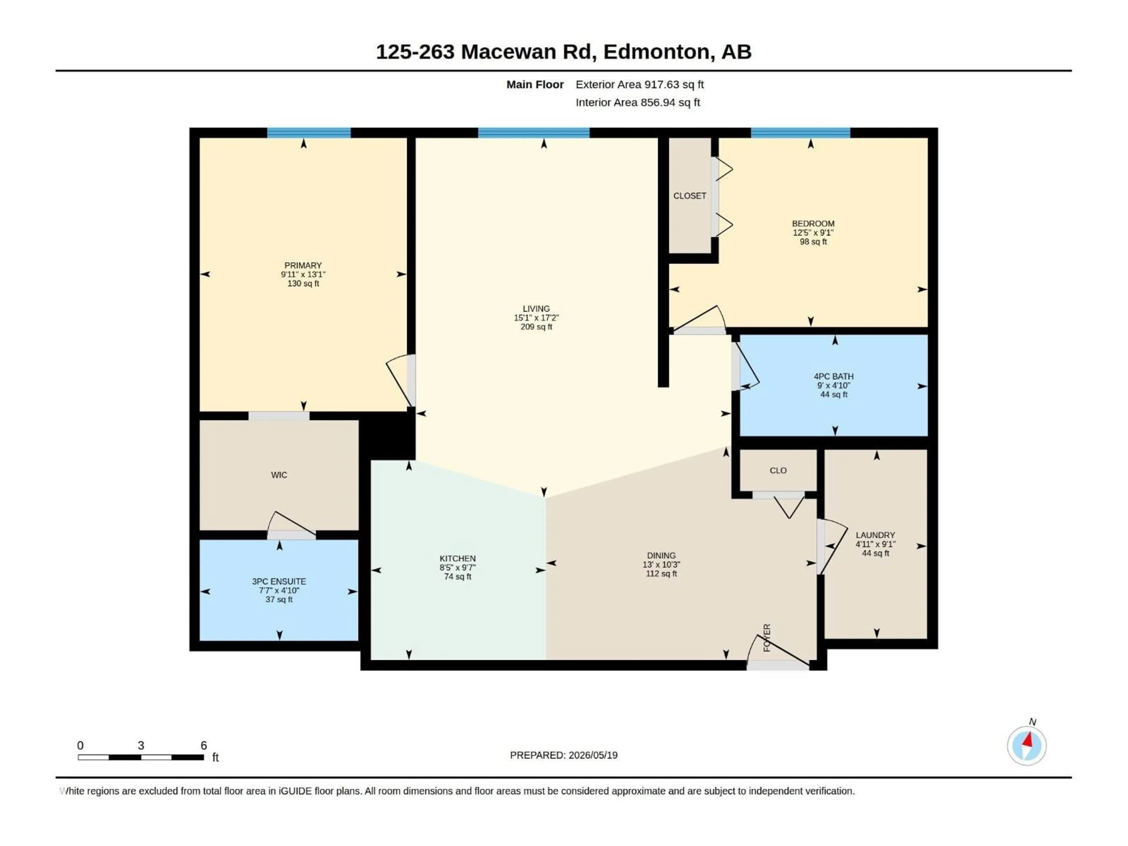 Floor plan for #125 - 263 MACEWAN RD, Edmonton Alberta T6W0C4