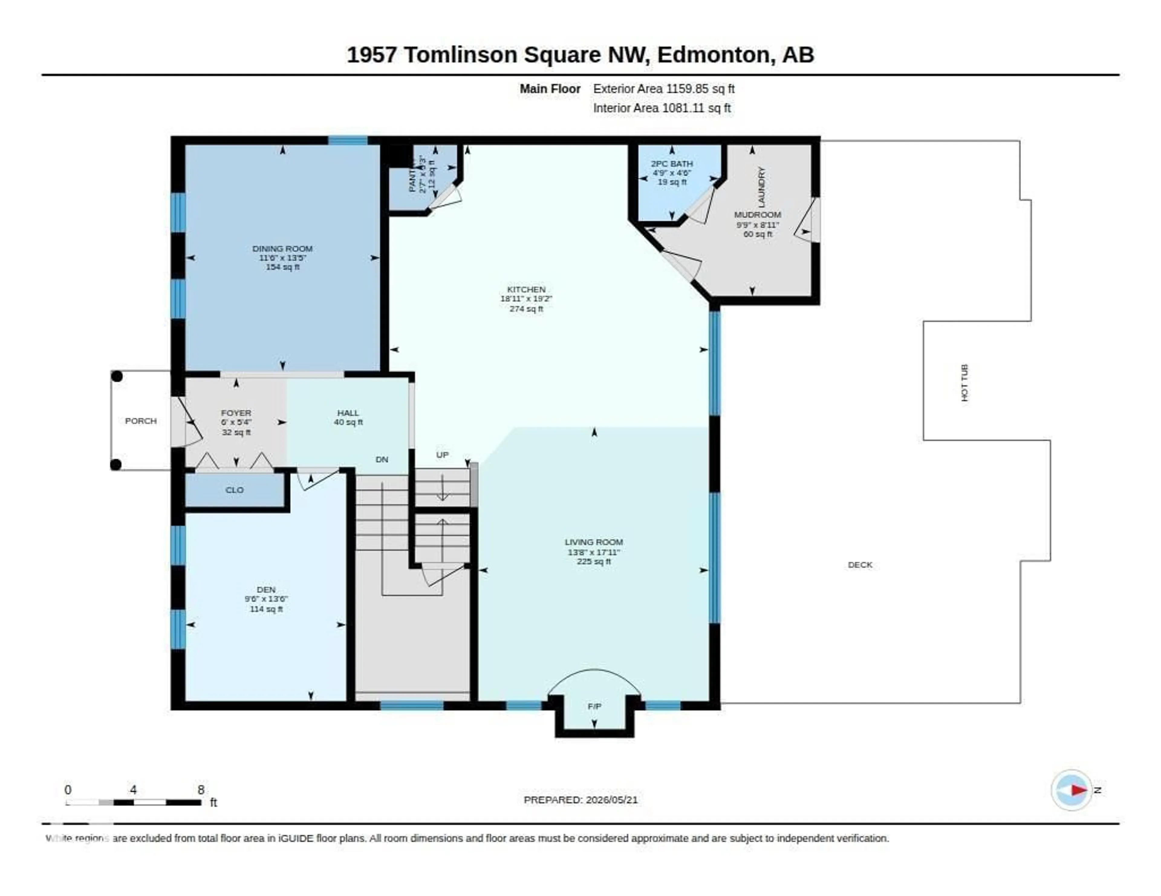 Floor plan for 1957 TOMLINSON SQUARE, Edmonton Alberta T6R2R7
