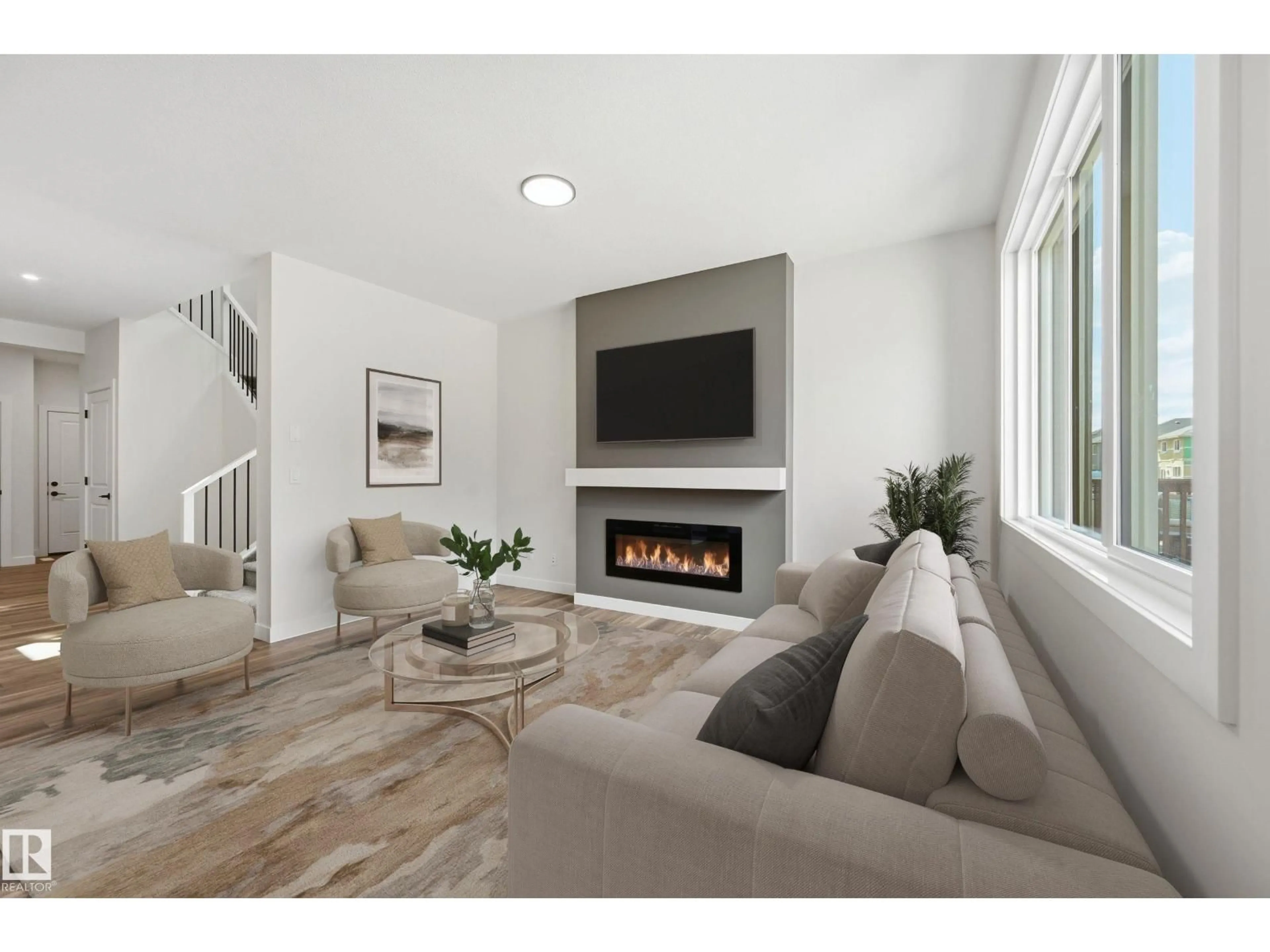 Living room with furniture, unknown for 9 REDPOLL WD, St. Albert Alberta T8N8C7