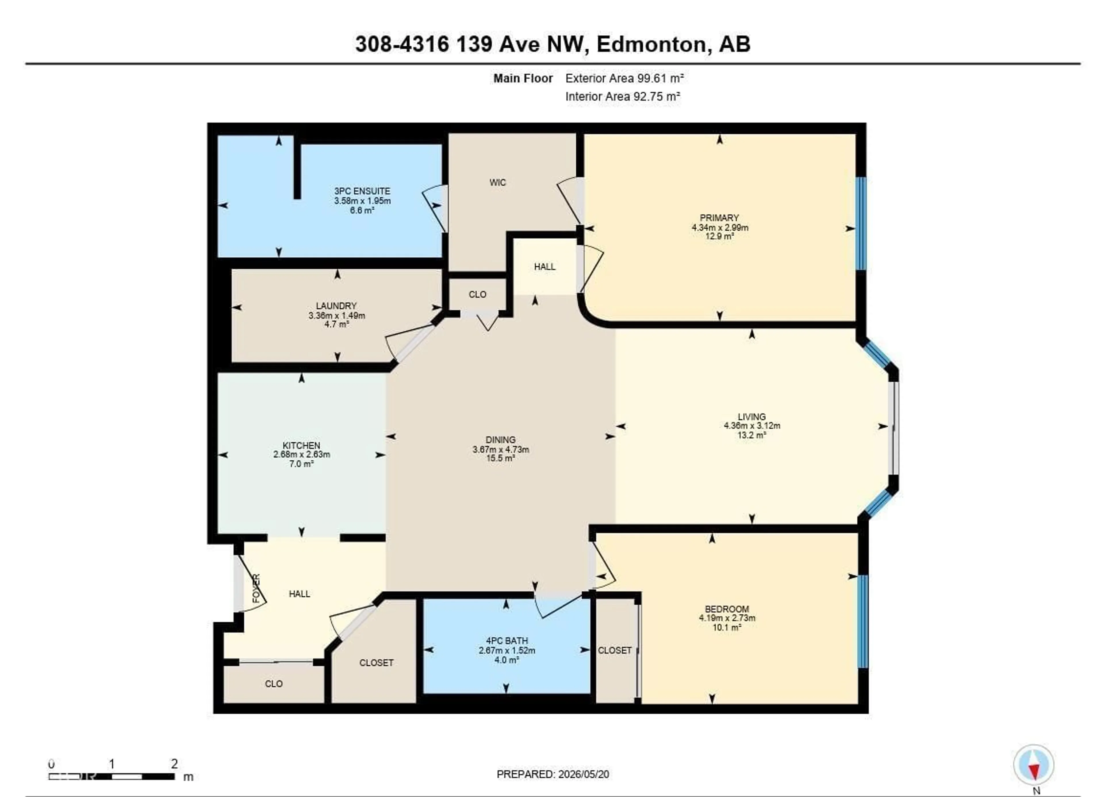 Floor plan for #308 - 4316 139 AV, Edmonton Alberta T5Y0L1