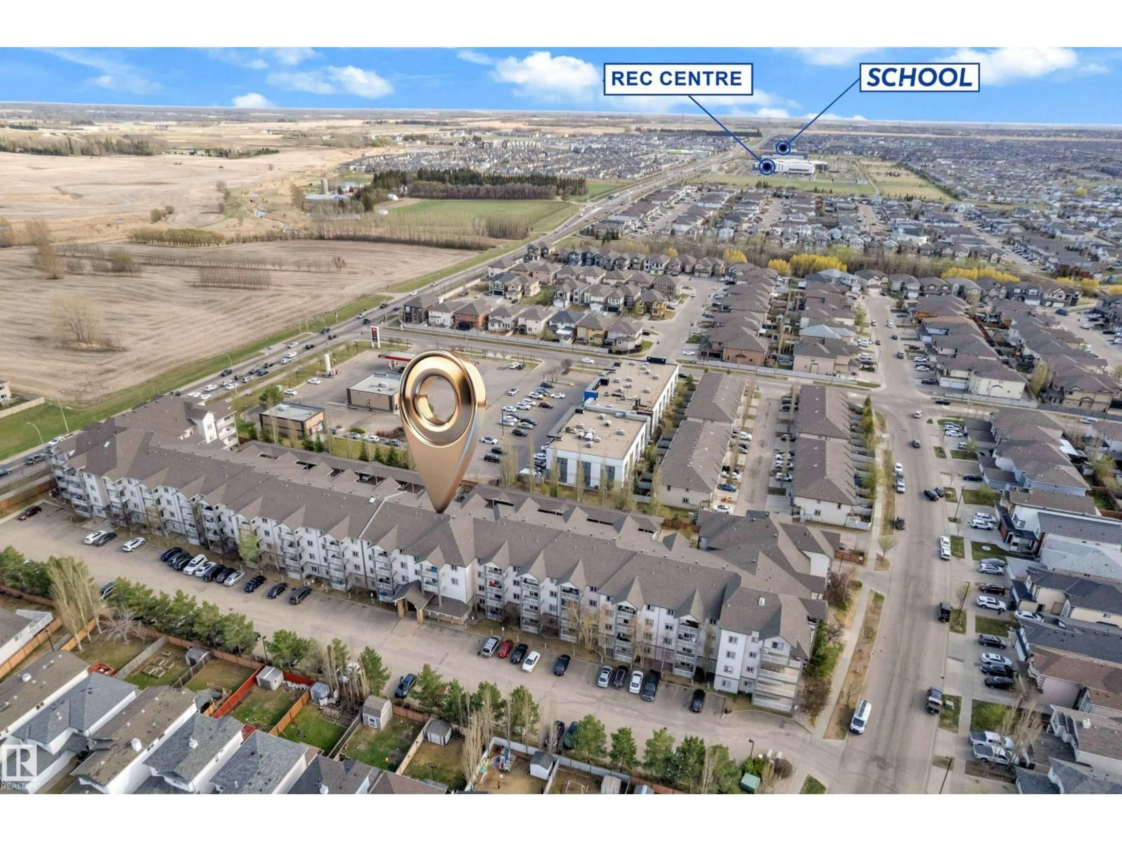 A pic from outside/outdoor area/front of a property/back of a property/a pic from drone, unknown for 440 - 3425 19 ST NW, Edmonton Alberta T6T2B5