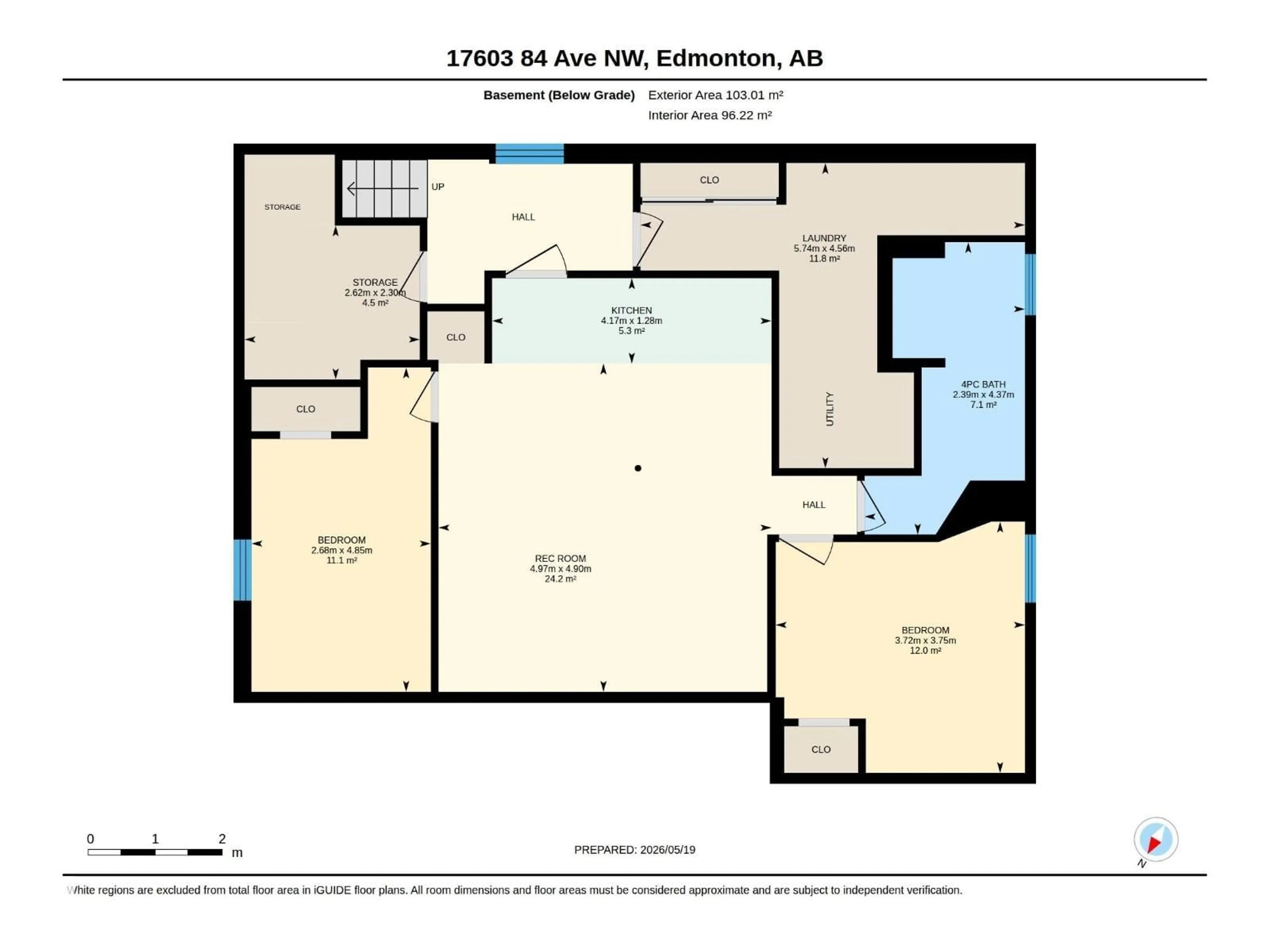 Floor plan for 17603 84 AV NW, Edmonton Alberta T5T0K5