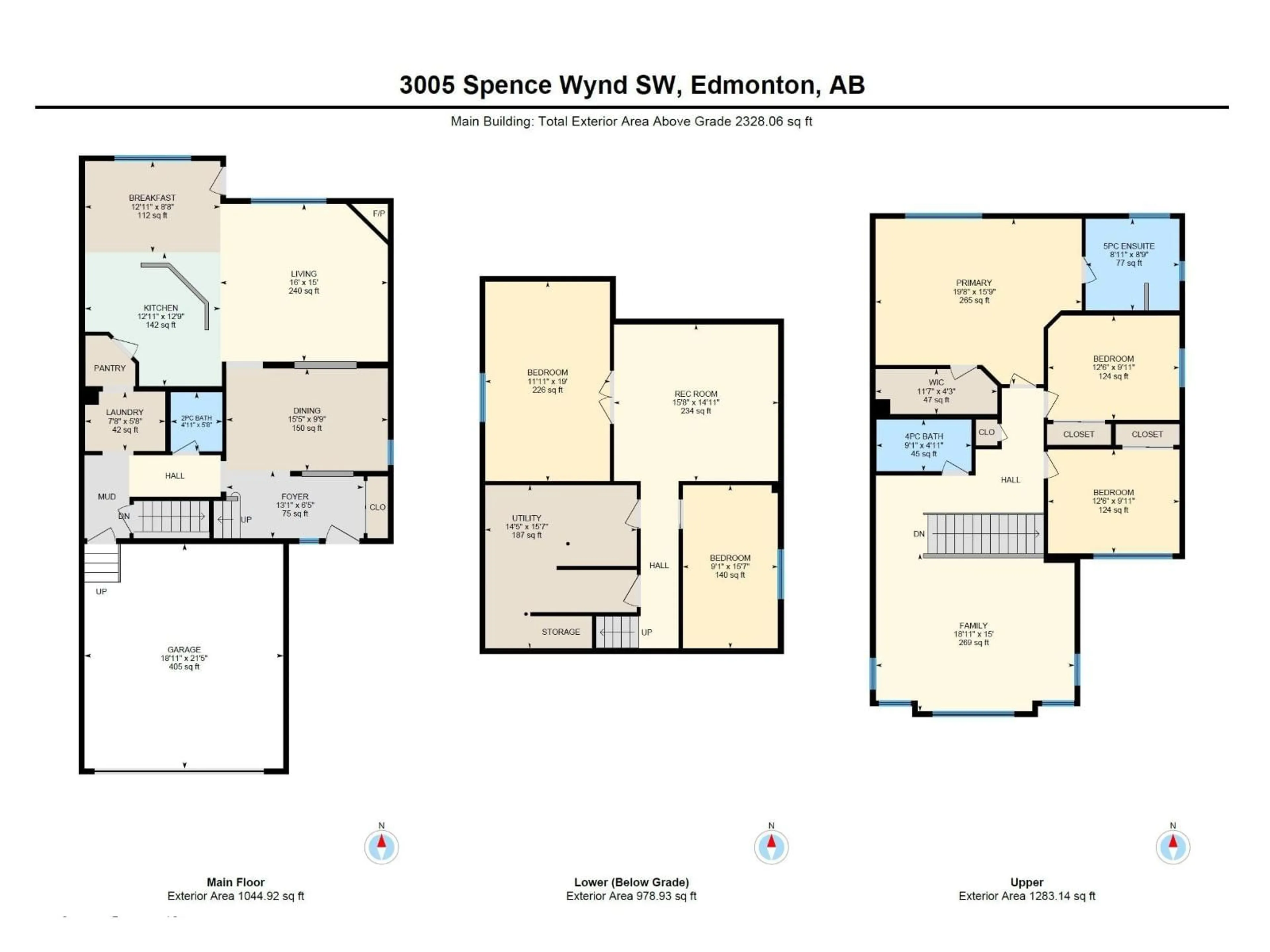 Floor plan for SW - 3005 SPENCE WD, Edmonton Alberta T6X1C6
