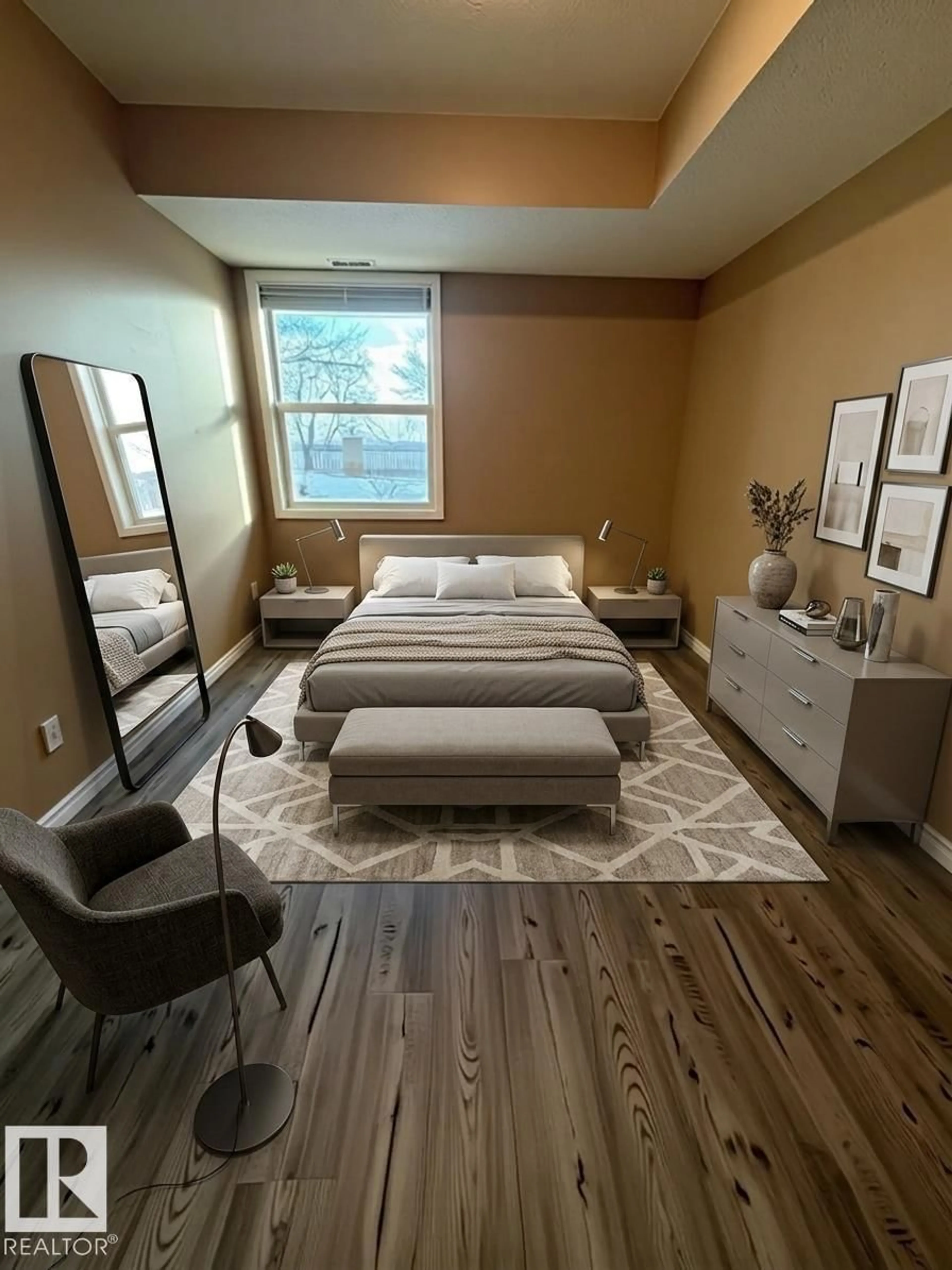 Bedroom with bed, unknown for #113 - 9507 101 AV, Edmonton Alberta T5H4R1