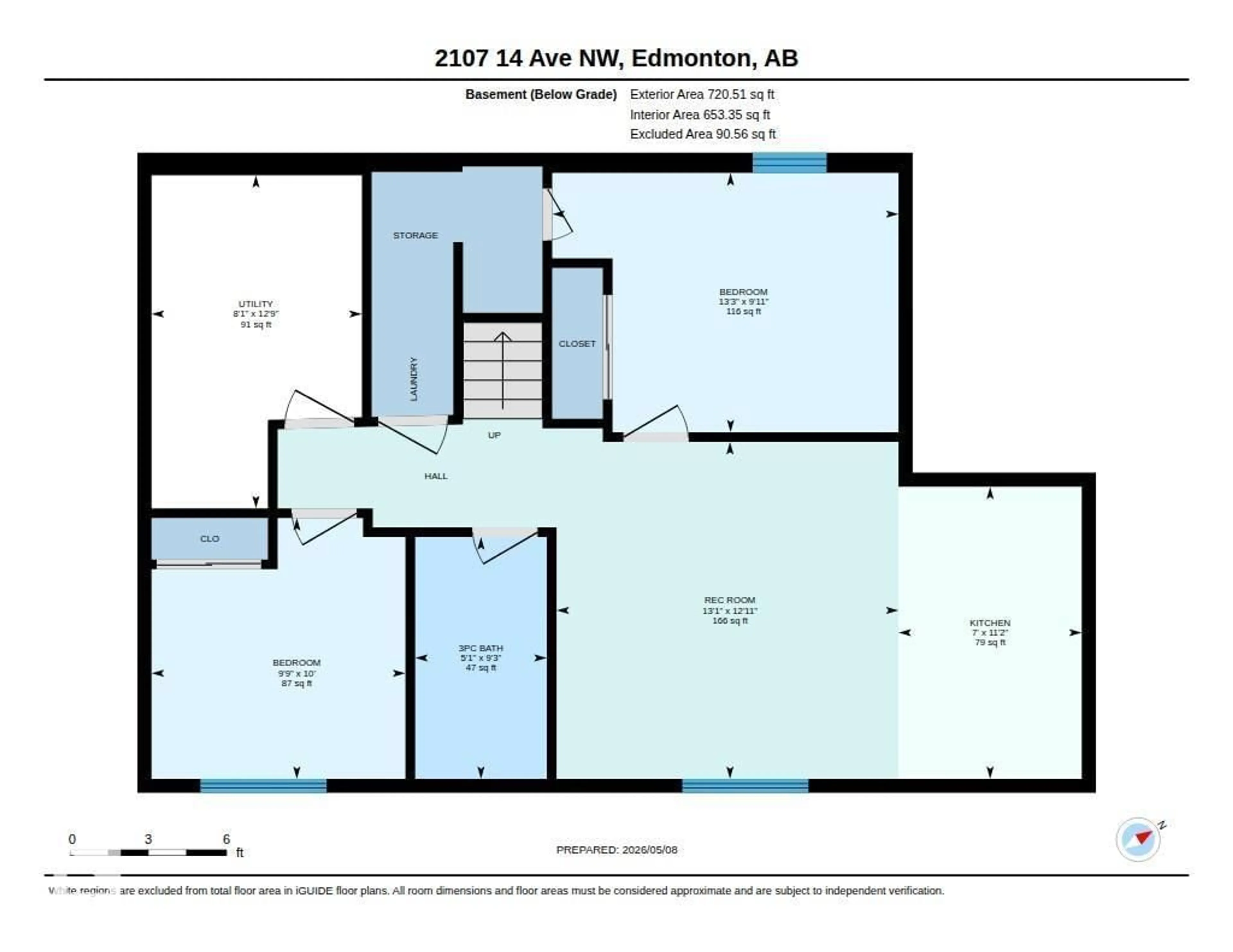 Floor plan for 2107 14 AV, Edmonton Alberta T6T2R6