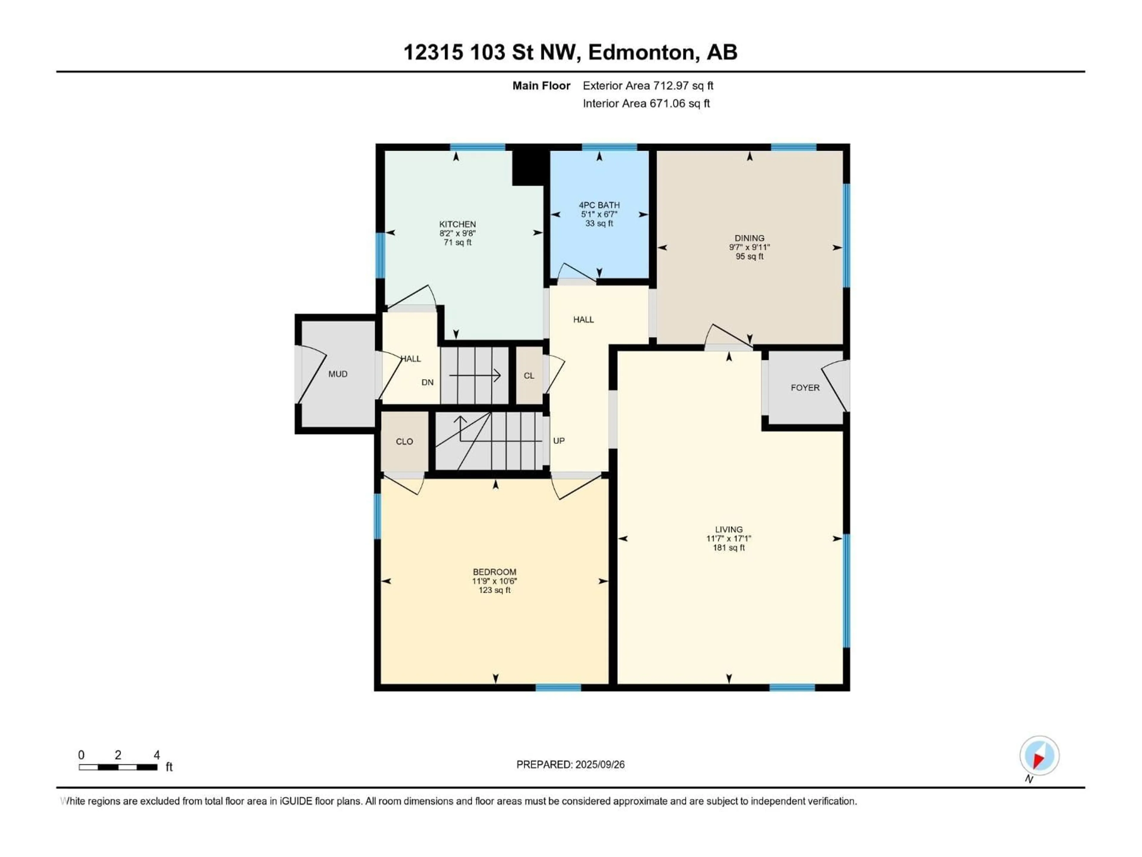 Floor plan for 12315 103 ST NW, Edmonton Alberta T5G2K4