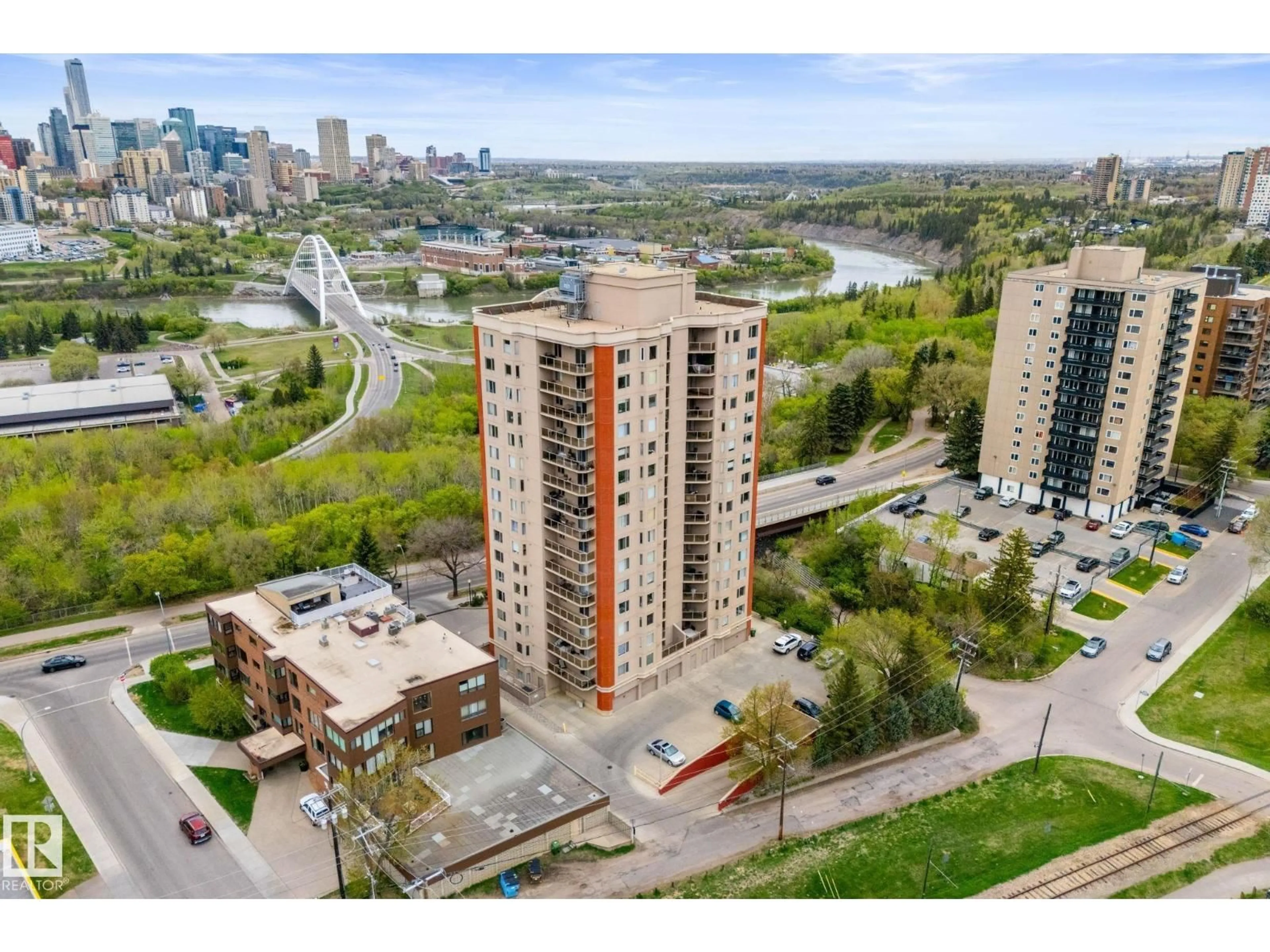A pic from outside/outdoor area/front of a property/back of a property/a pic from drone, city buildings view from balcony for 1602 SASKATCHEWAN DR, Edmonton Alberta T6E6S8
