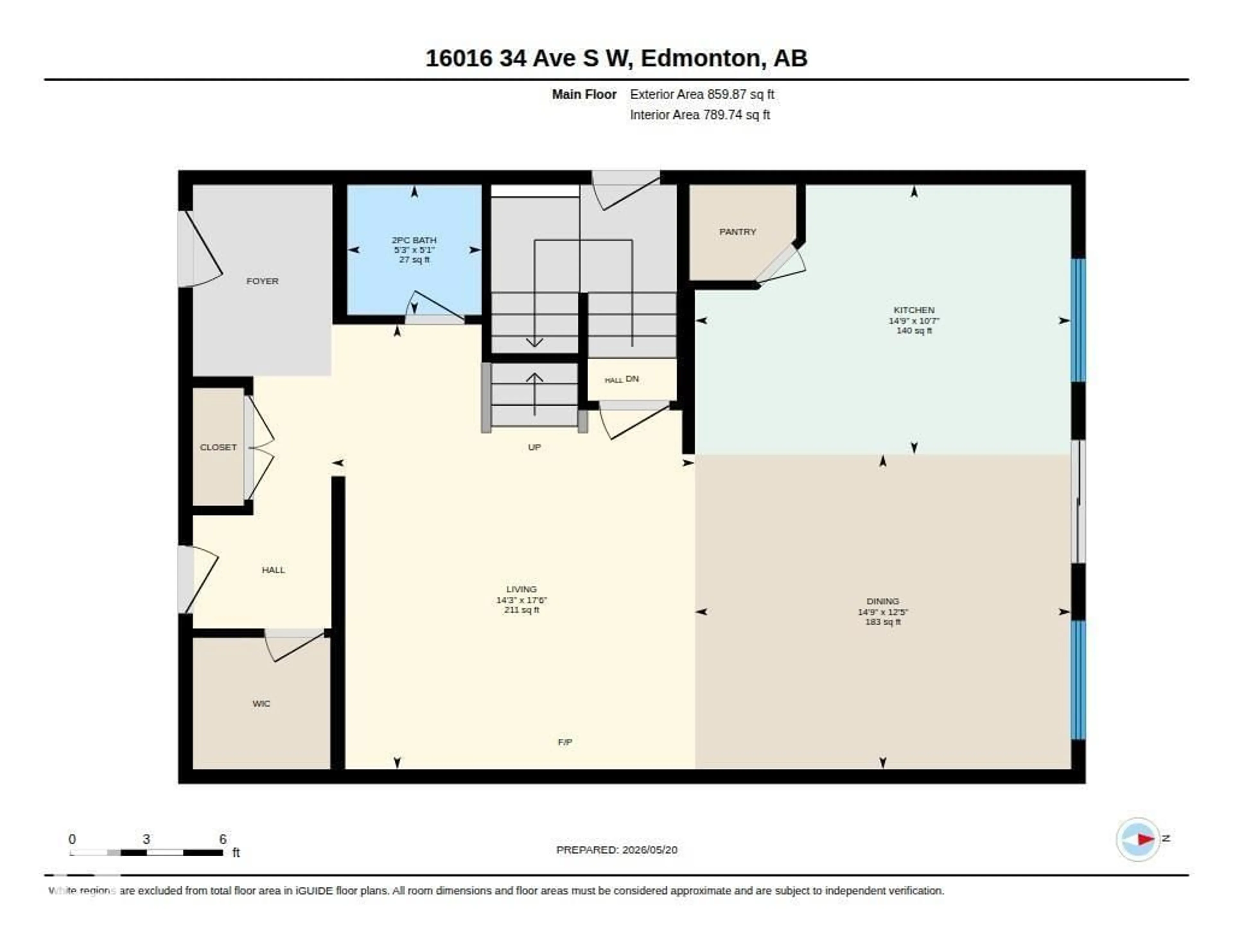 Floor plan for 16016 34 AV, Edmonton Alberta T6W4V7
