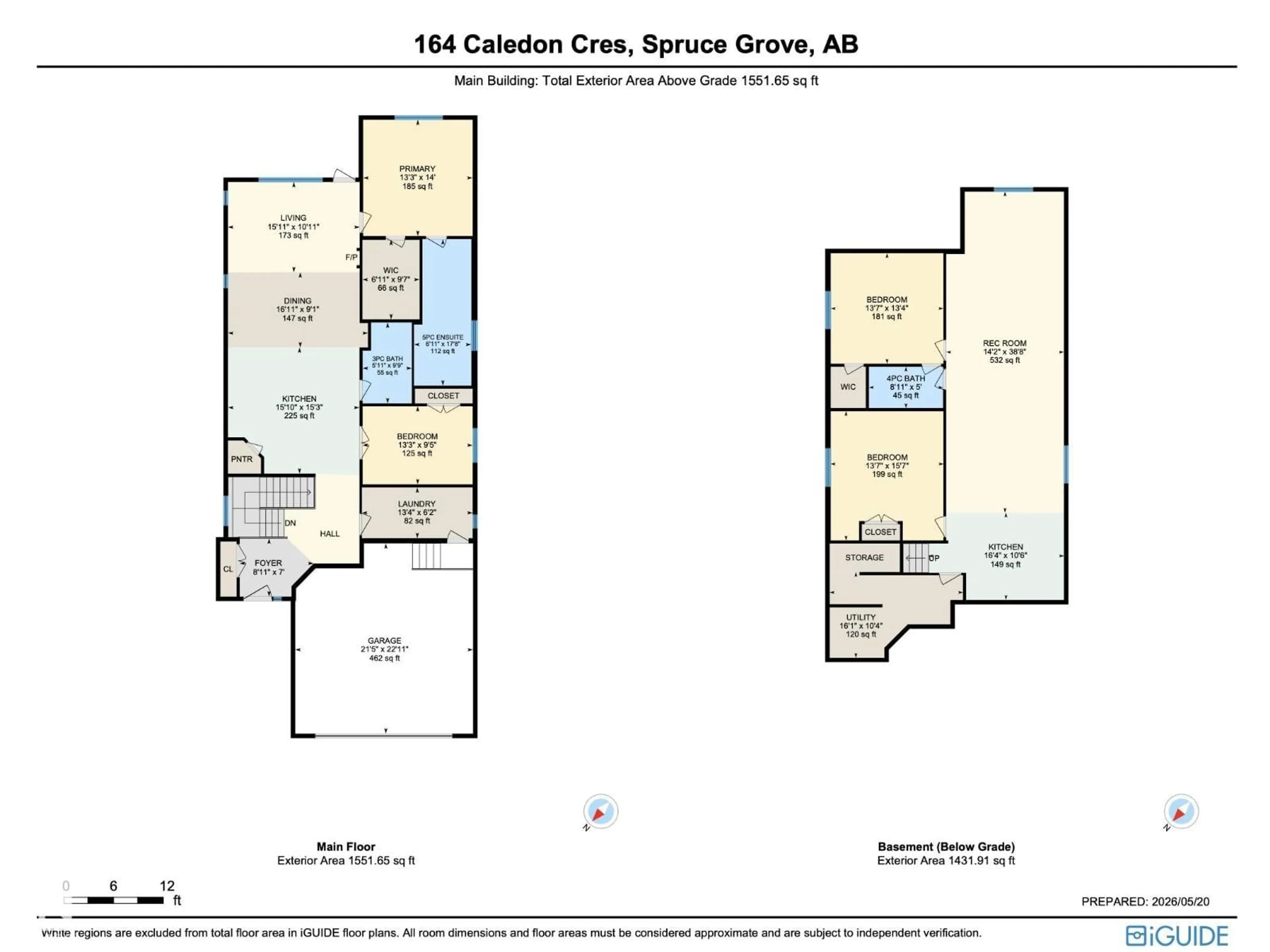 Floor plan for 164 CALEDON CR, Spruce Grove Alberta T7X4E3