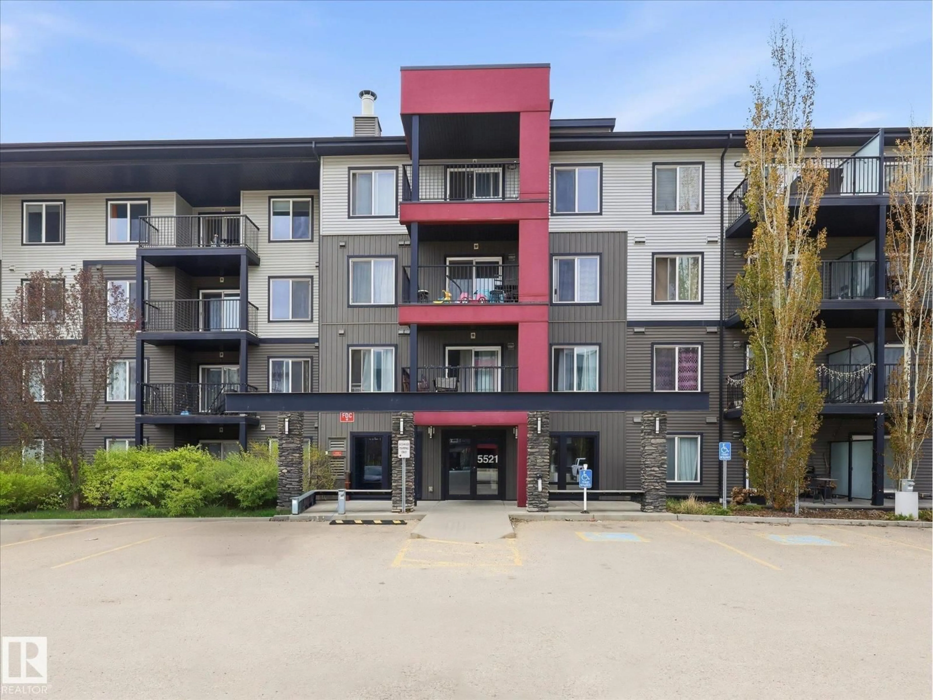 A pic from outside/outdoor area/front of a property/back of a property/a pic from drone, building for 302 - 5521 7 AV SW, Edmonton Alberta T6X2A8