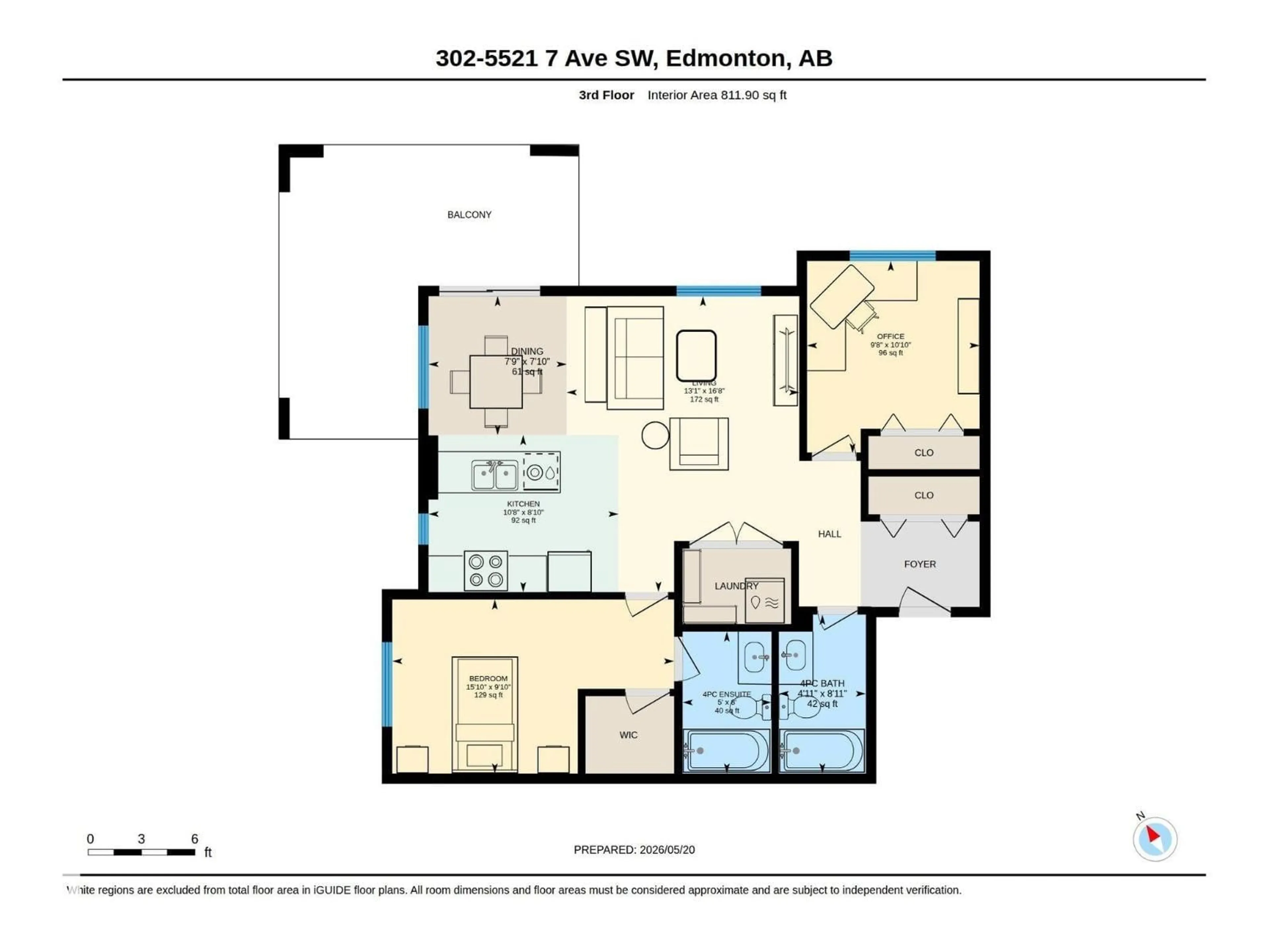 Floor plan for 302 - 5521 7 AV SW, Edmonton Alberta T6X2A8