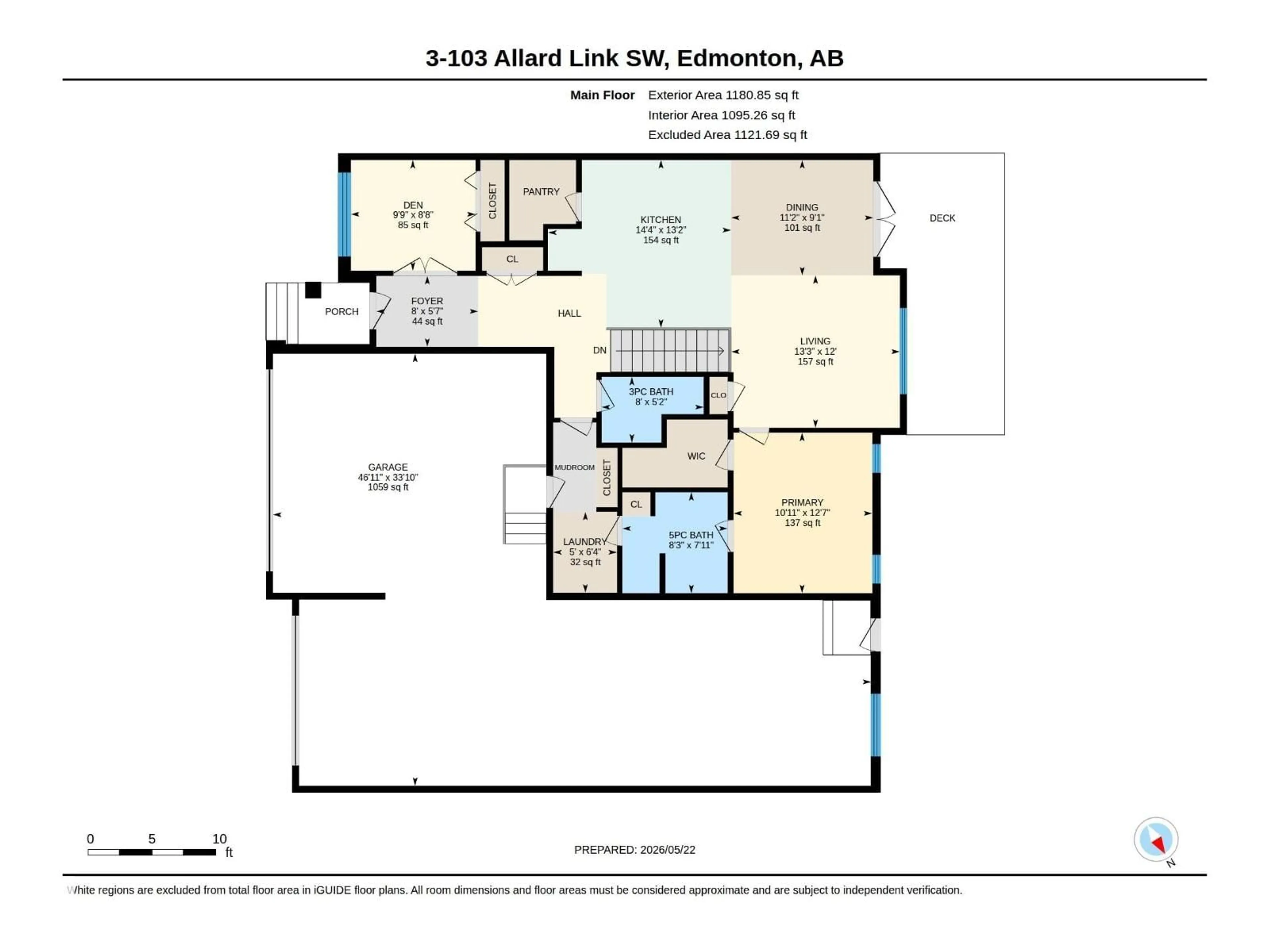 Floor plan for #3 - 103 ALLARD LI, Edmonton Alberta T6W0R5