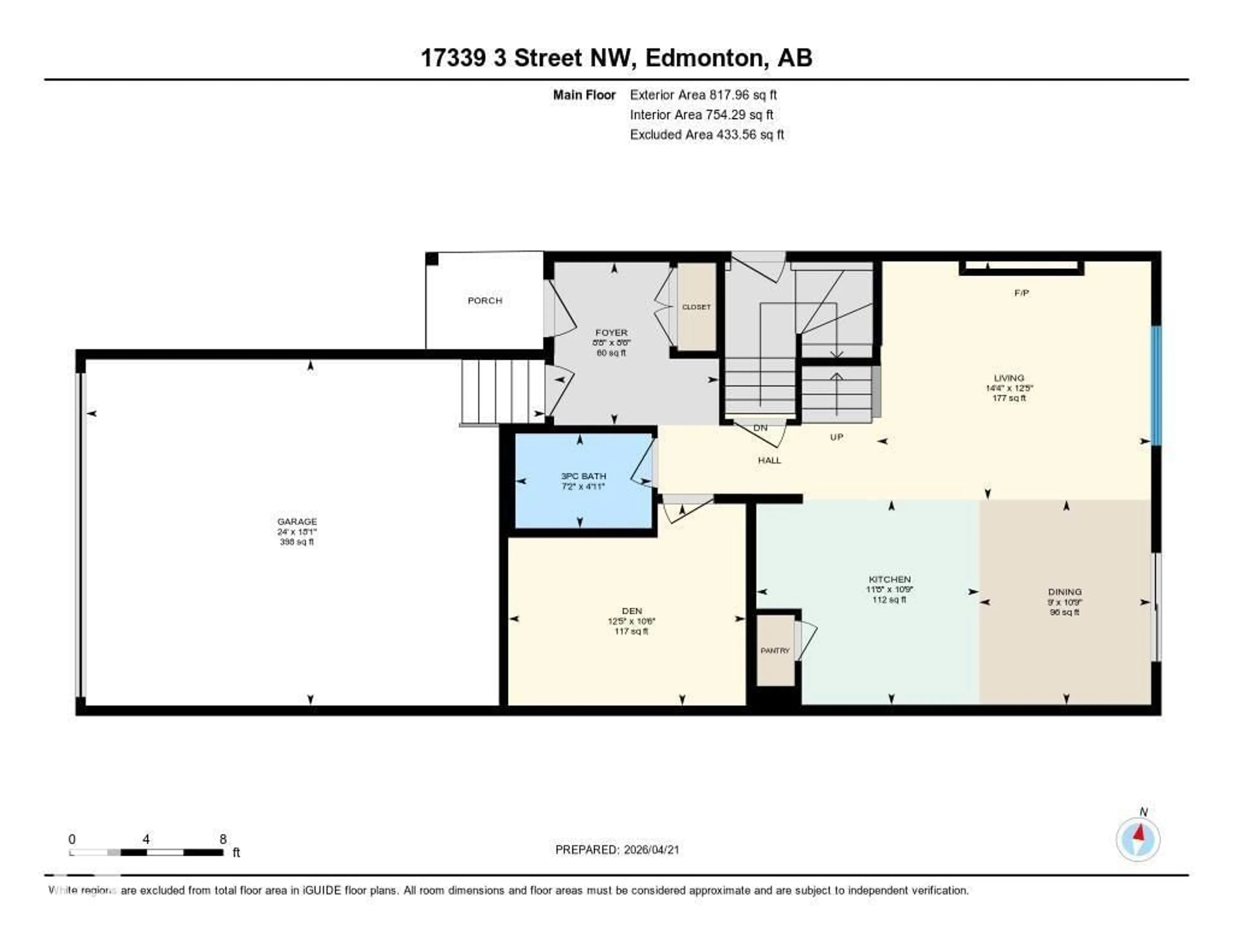 Floor plan for 17339 3 ST, Edmonton Alberta T5Y4G7