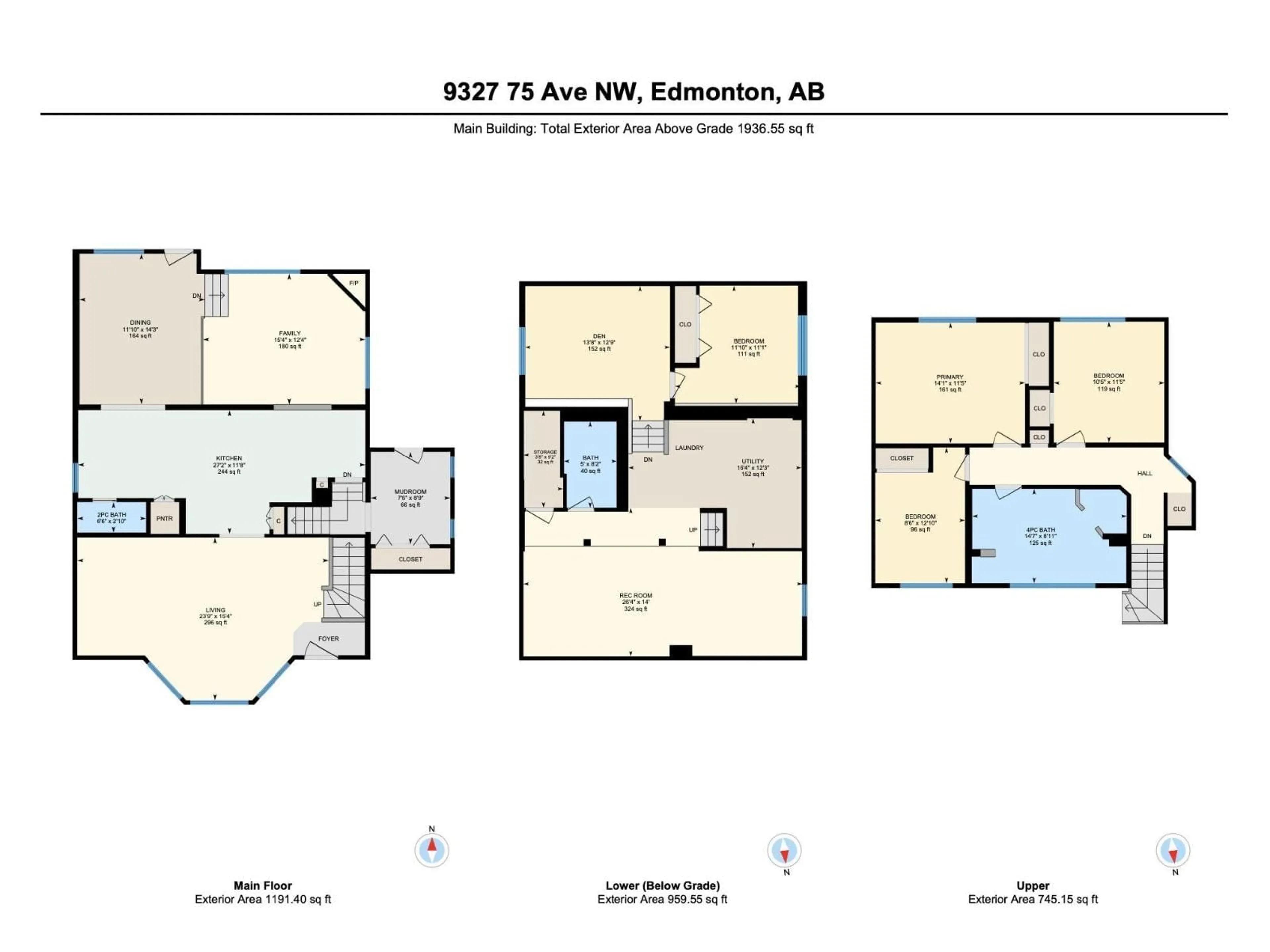 Floor plan for 9327 75 AV, Edmonton Alberta T6E1H3