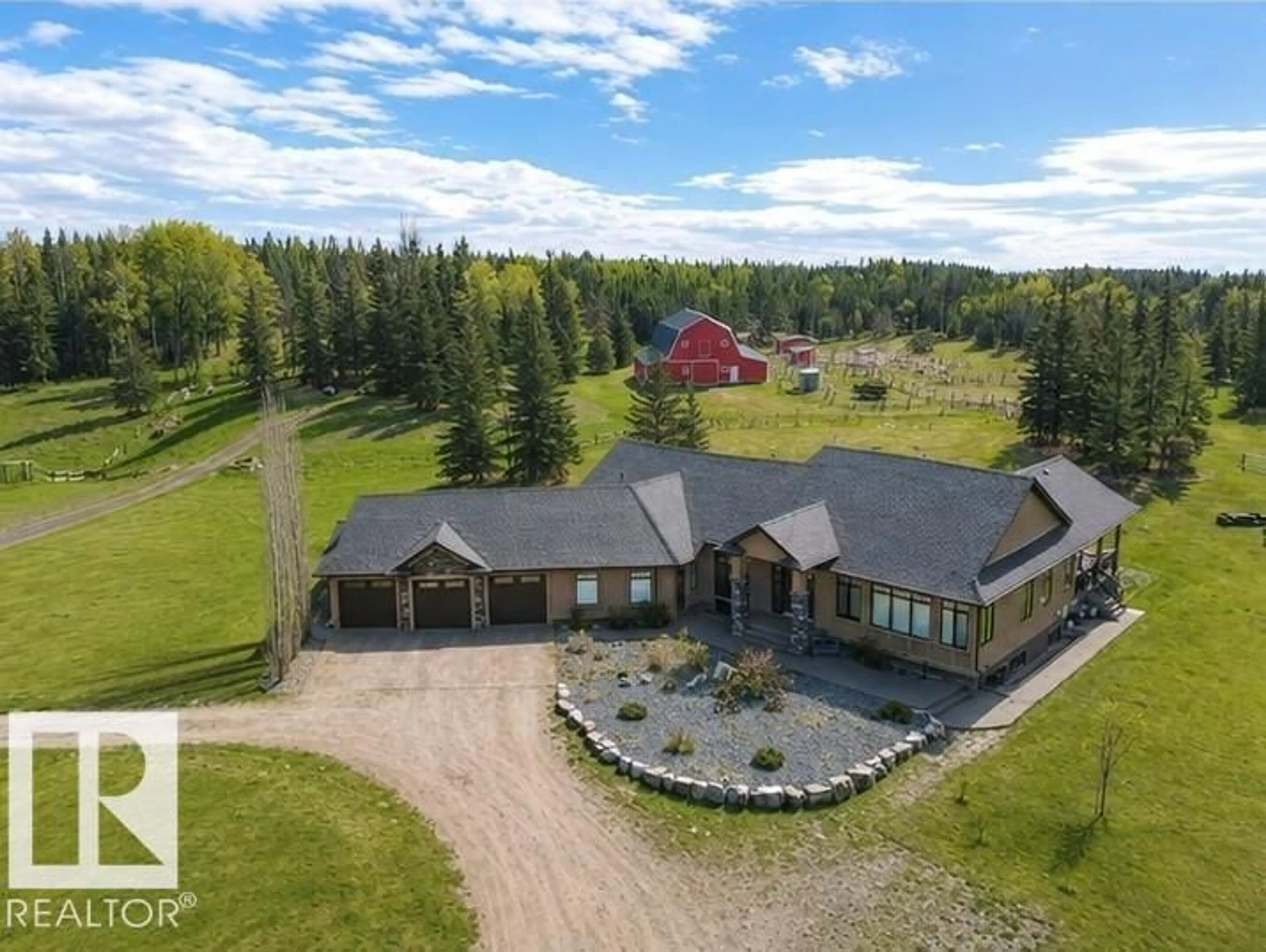 A pic from outside/outdoor area/front of a property/back of a property/a pic from drone, mountain view for 51425 RANGE ROAD 80, Rural Parkland County Alberta T0E0S0