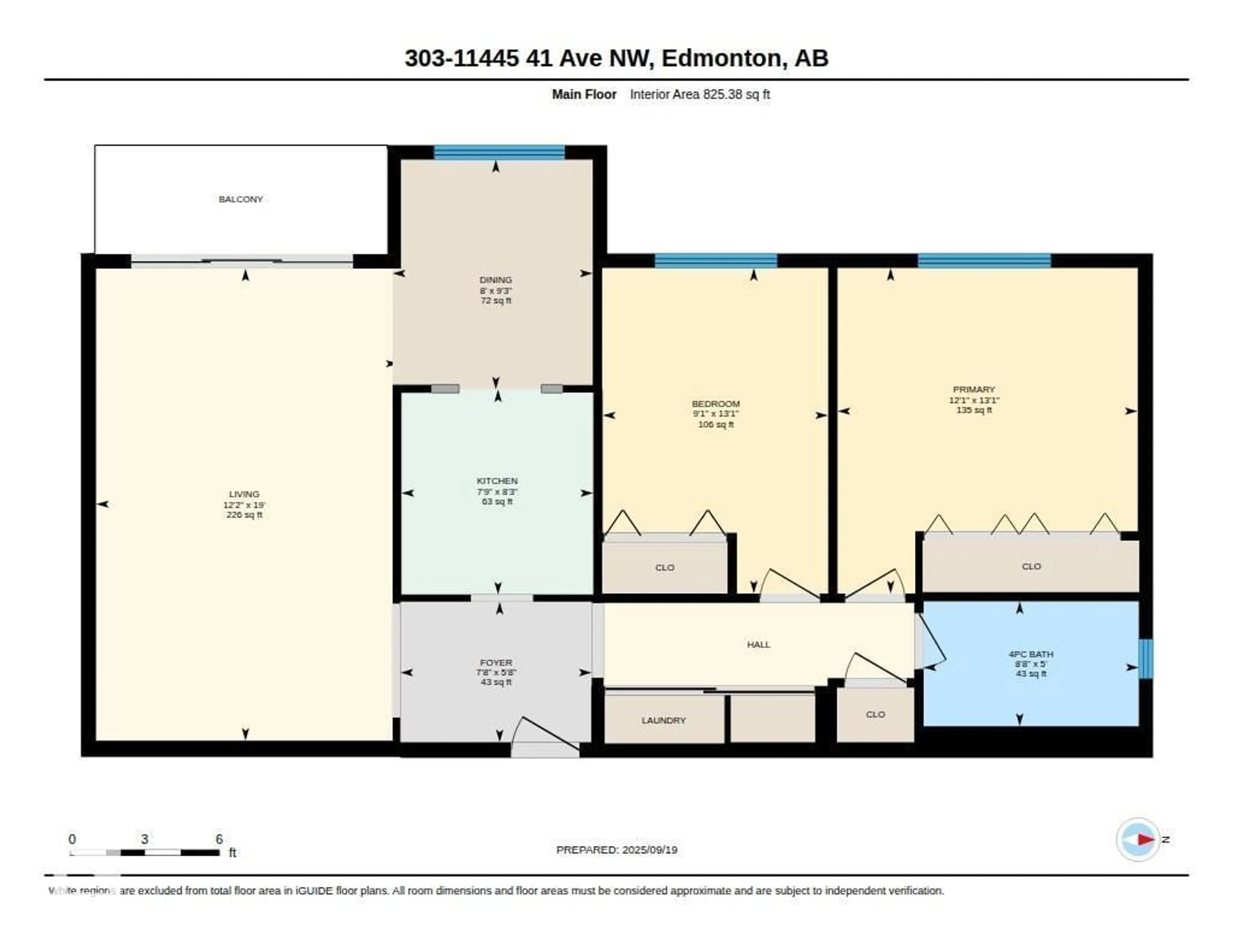 Floor plan for #303 - 11445 41 AV, Edmonton Alberta T6J0T9