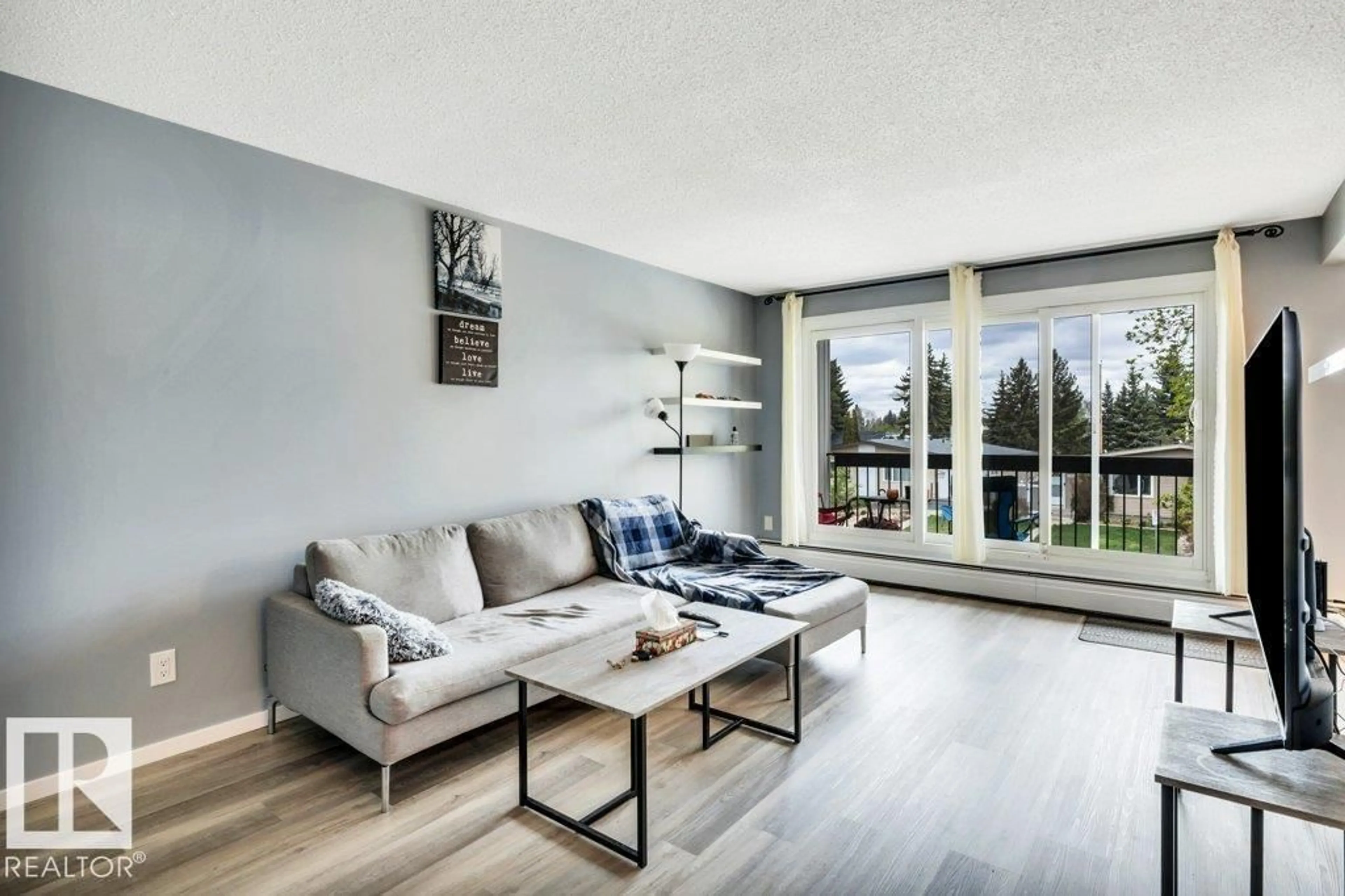Living room with furniture, wood/laminate floor for #303 - 11445 41 AV, Edmonton Alberta T6J0T9