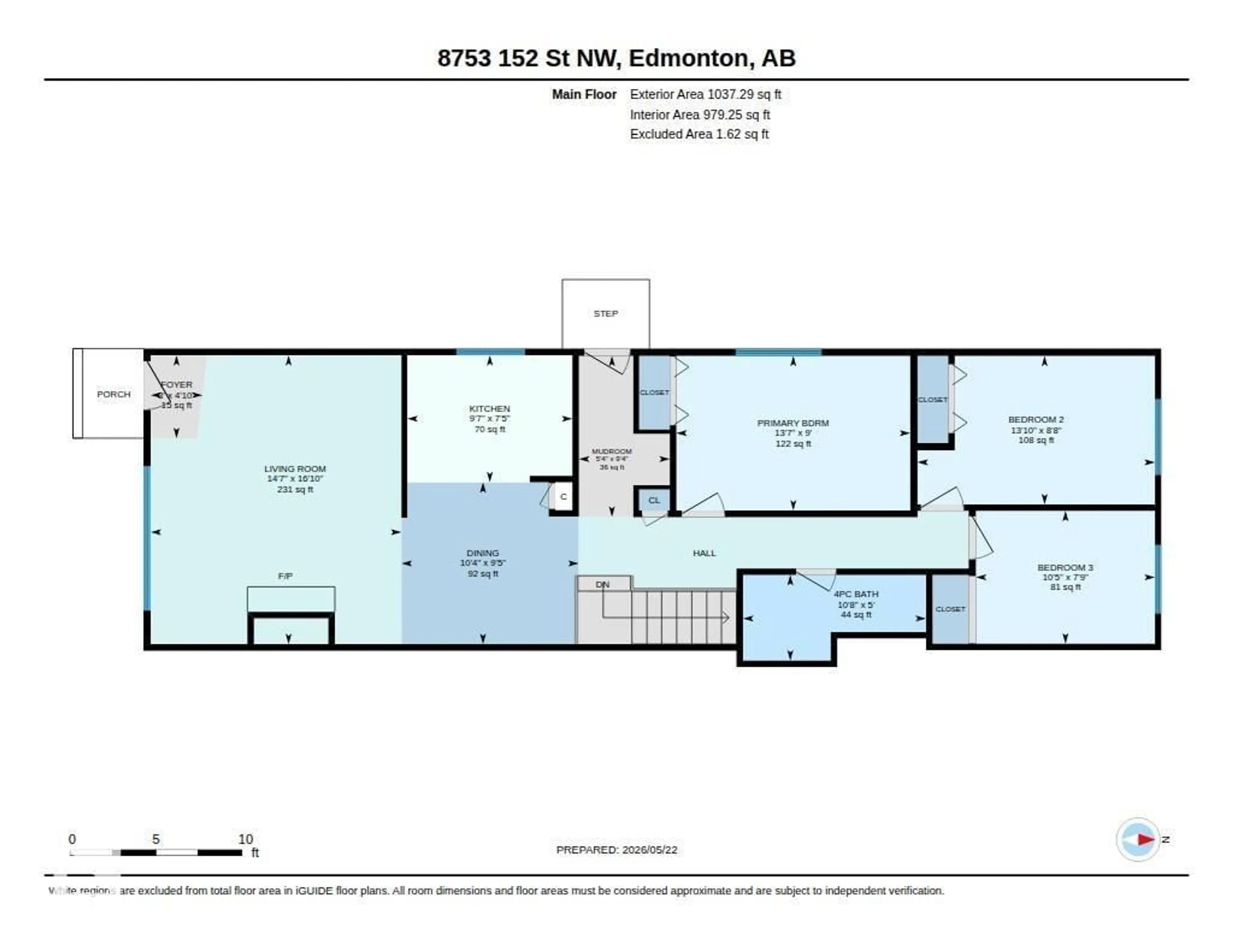 Floor plan for 8753 152 ST, Edmonton Alberta T5R1L9