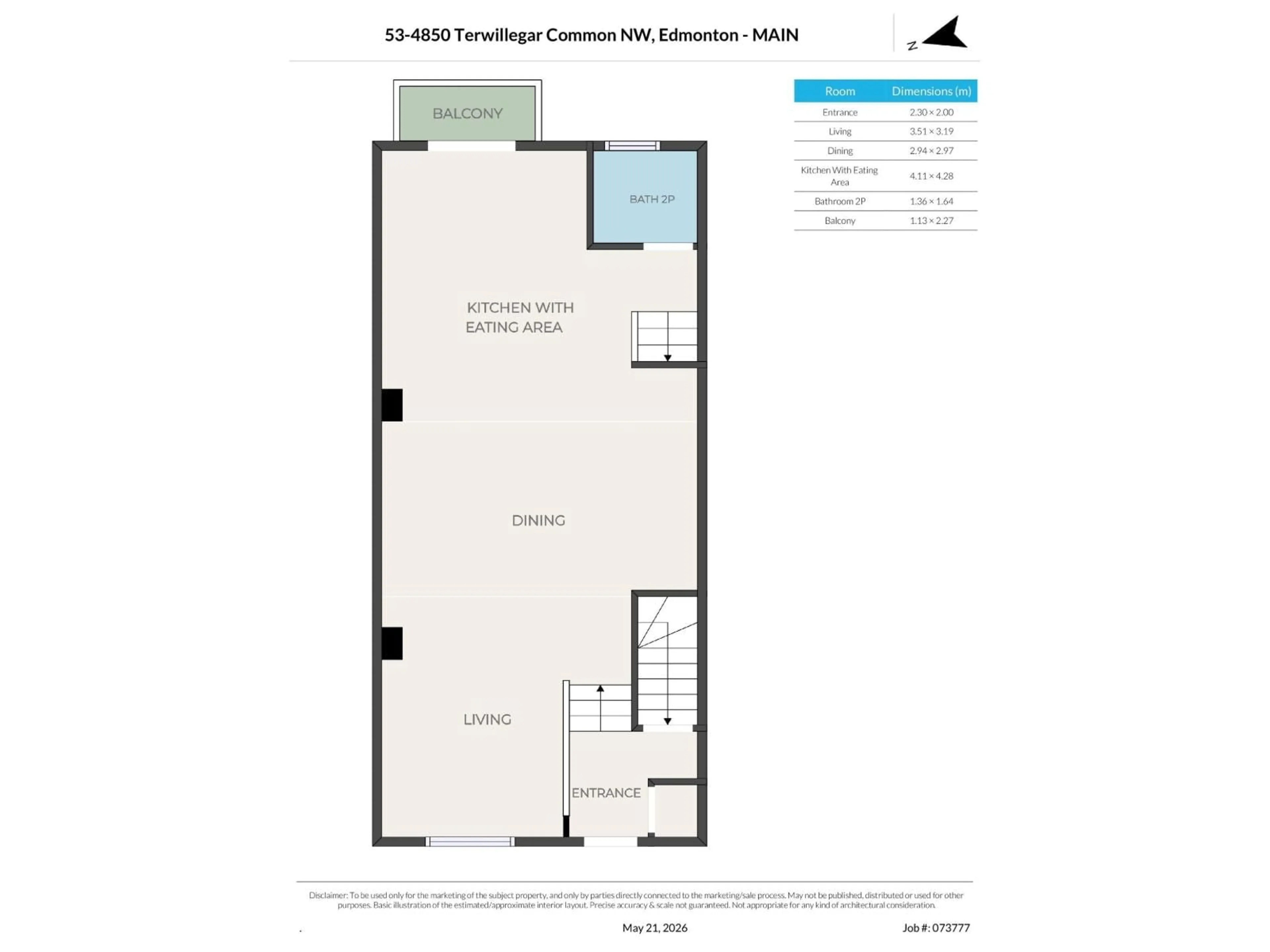 Floor plan for 53 - 4850 TERWILLEGAR CM, Edmonton Alberta T6R0T6