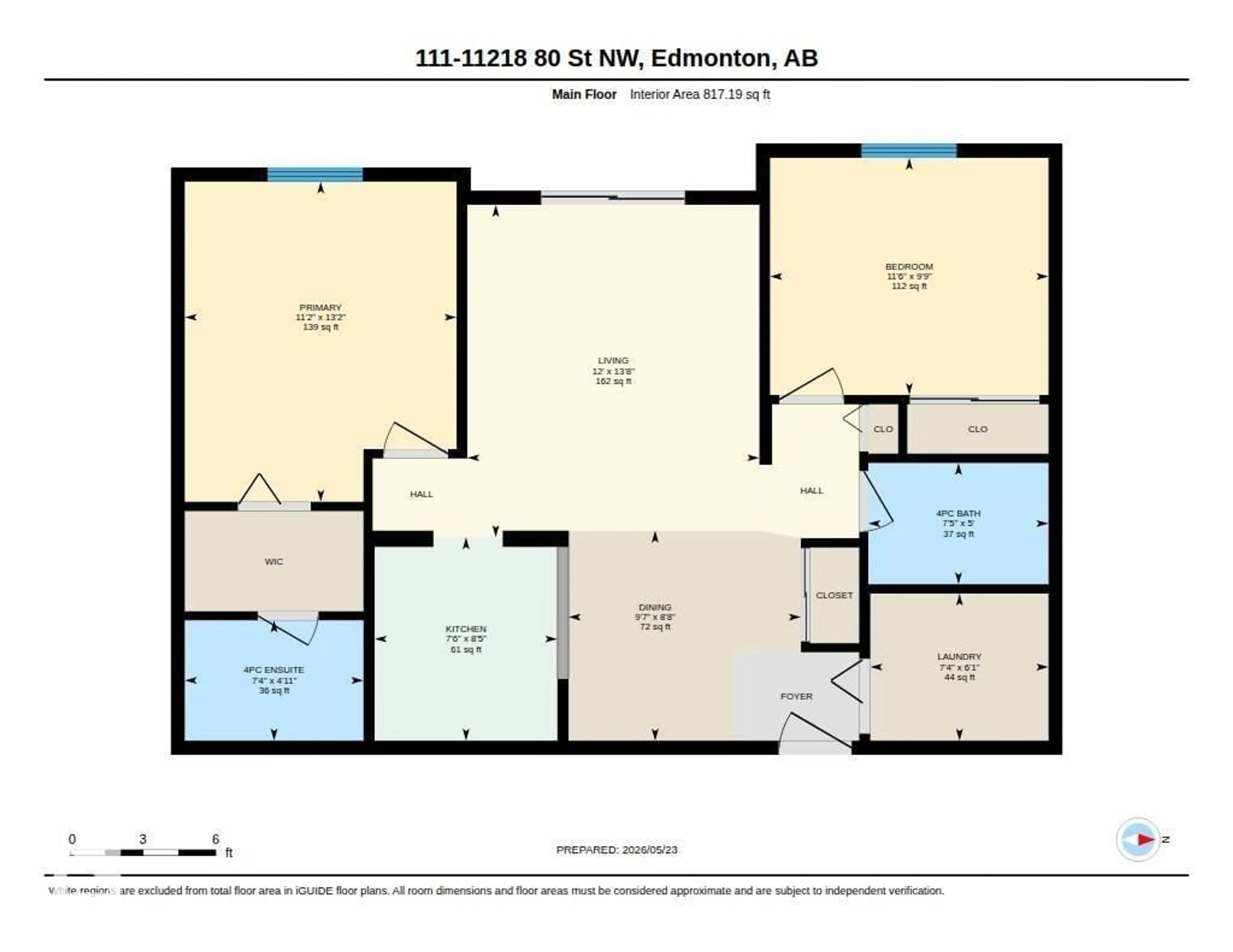 Floor plan for #111 - 11218 80 ST, Edmonton Alberta T5B4V9