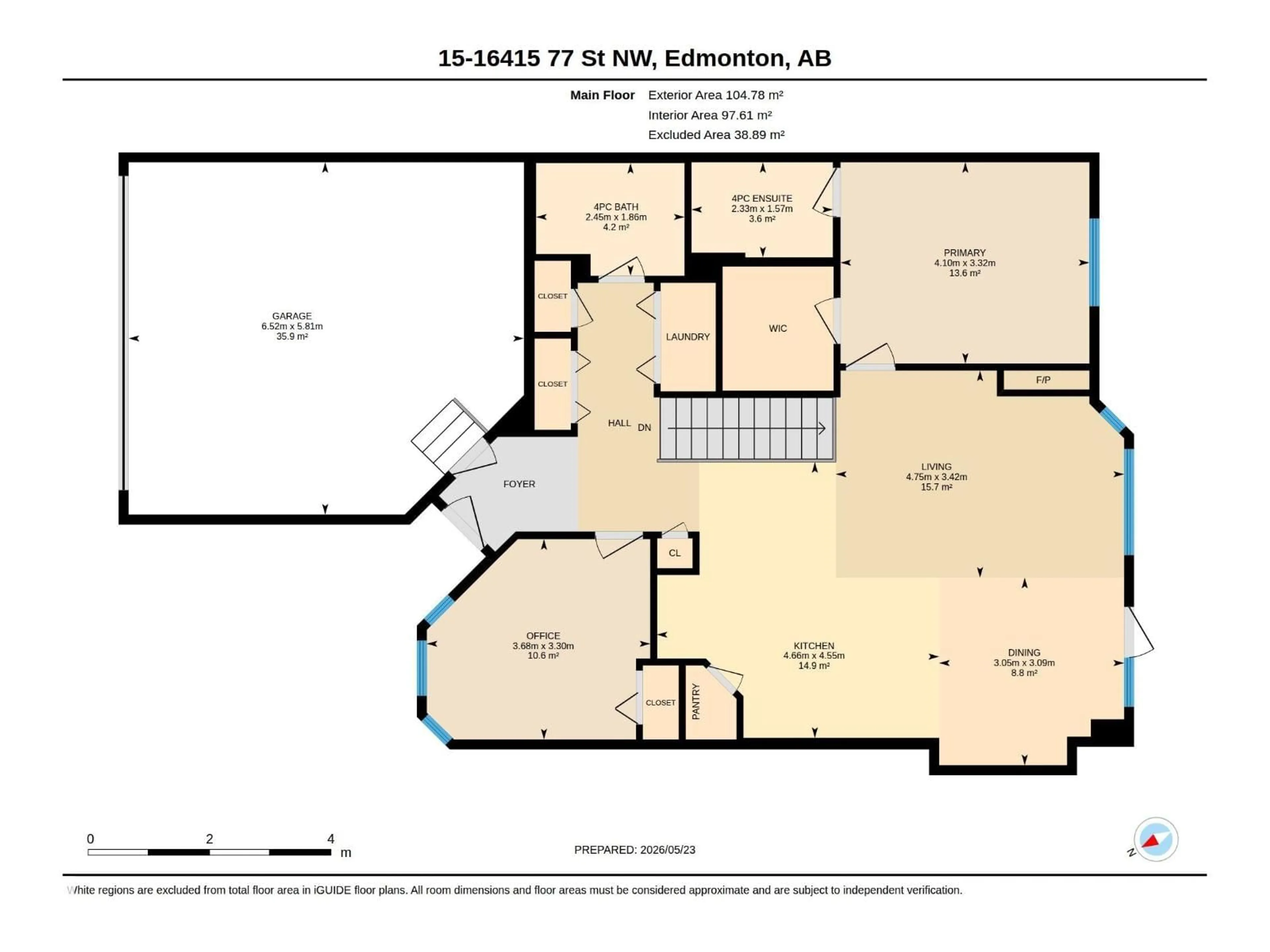 Floor plan for #15 - 16415 77 ST, Edmonton Alberta T5Z3S8