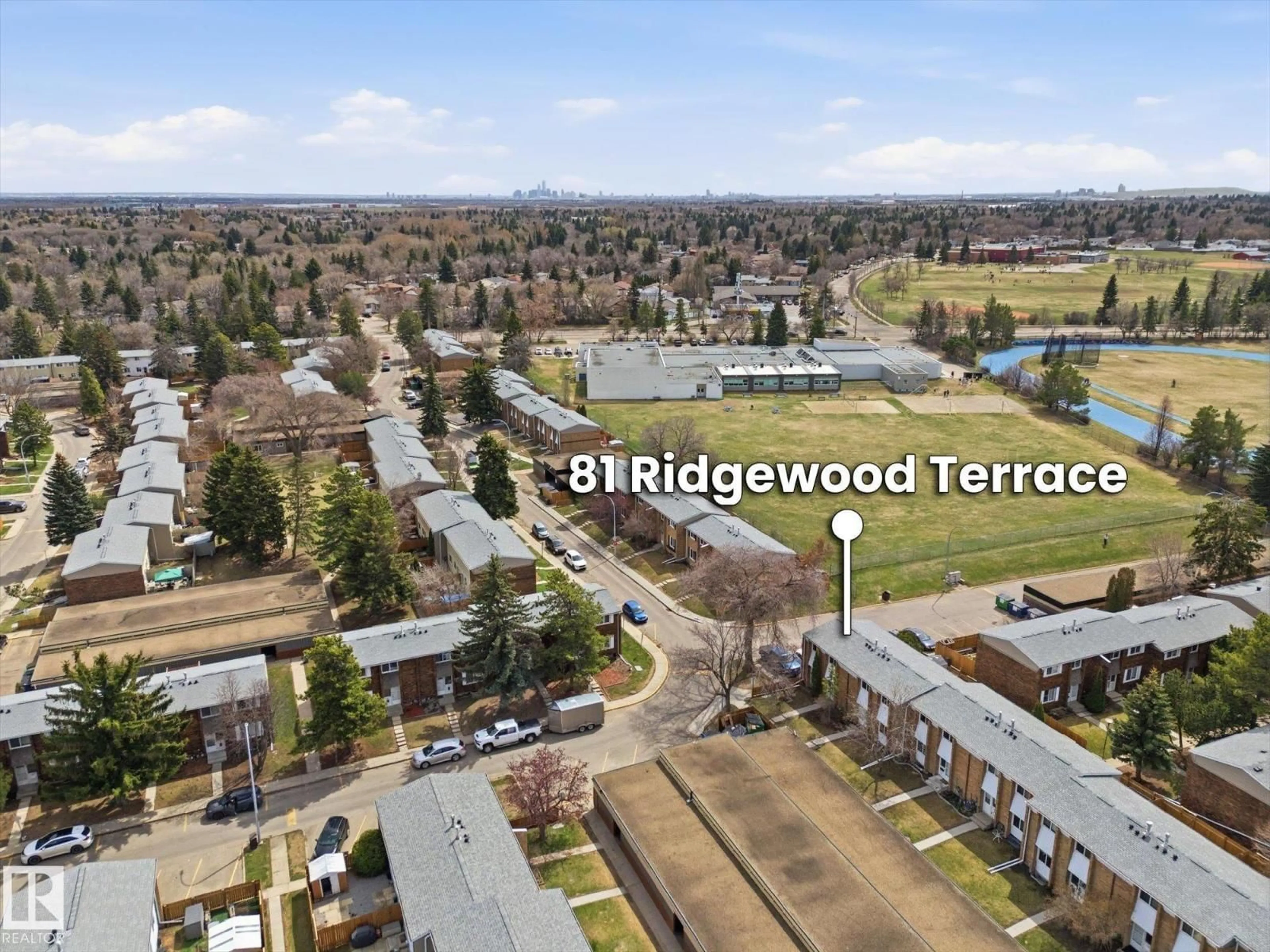 A pic from outside/outdoor area/front of a property/back of a property/a pic from drone, forest/trees view for 81 RIDGEWOOD TC, St. Albert Alberta T8N0E9