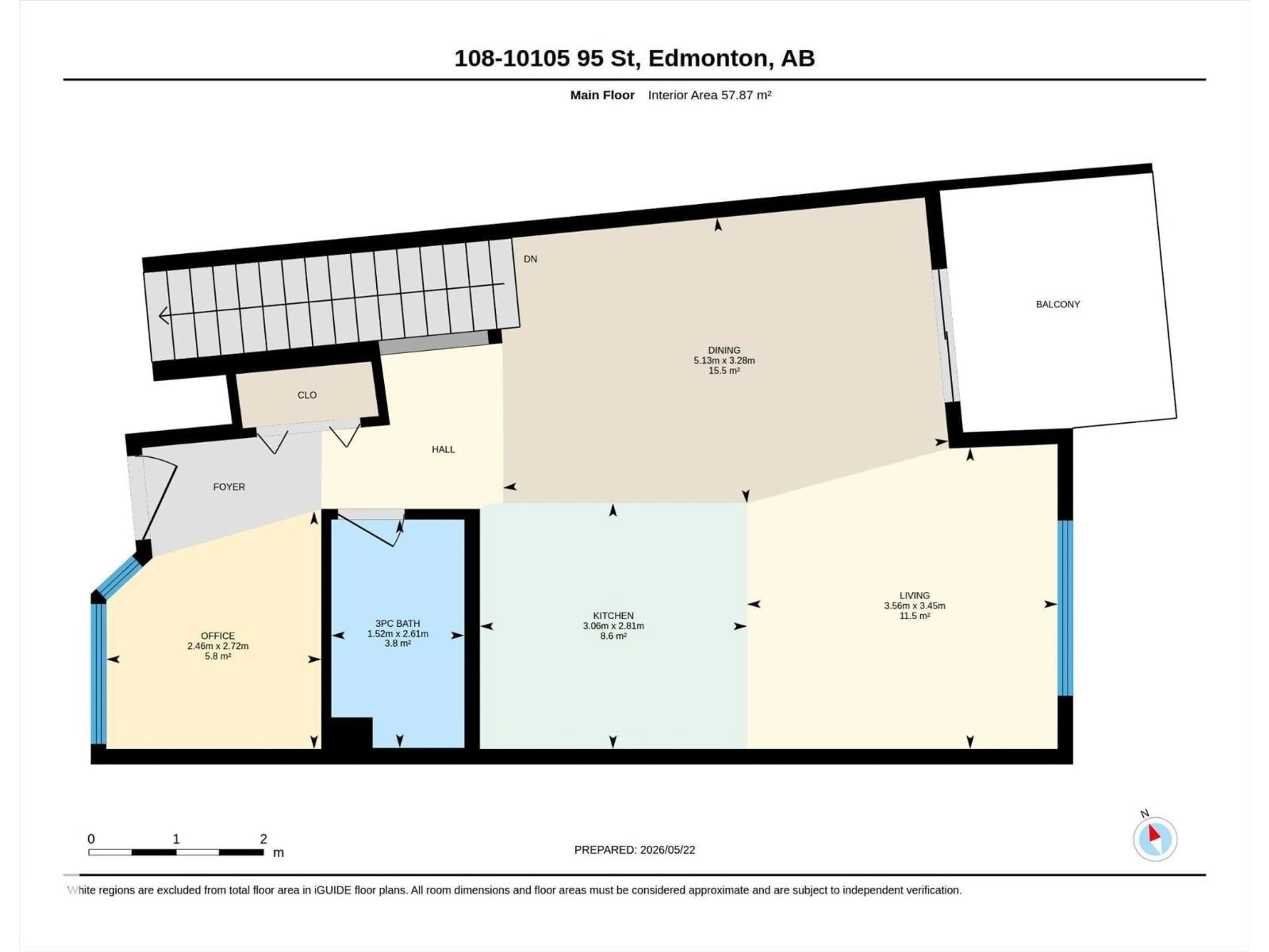Floor plan for #108 - 10105 95 ST, Edmonton Alberta T5H4M4