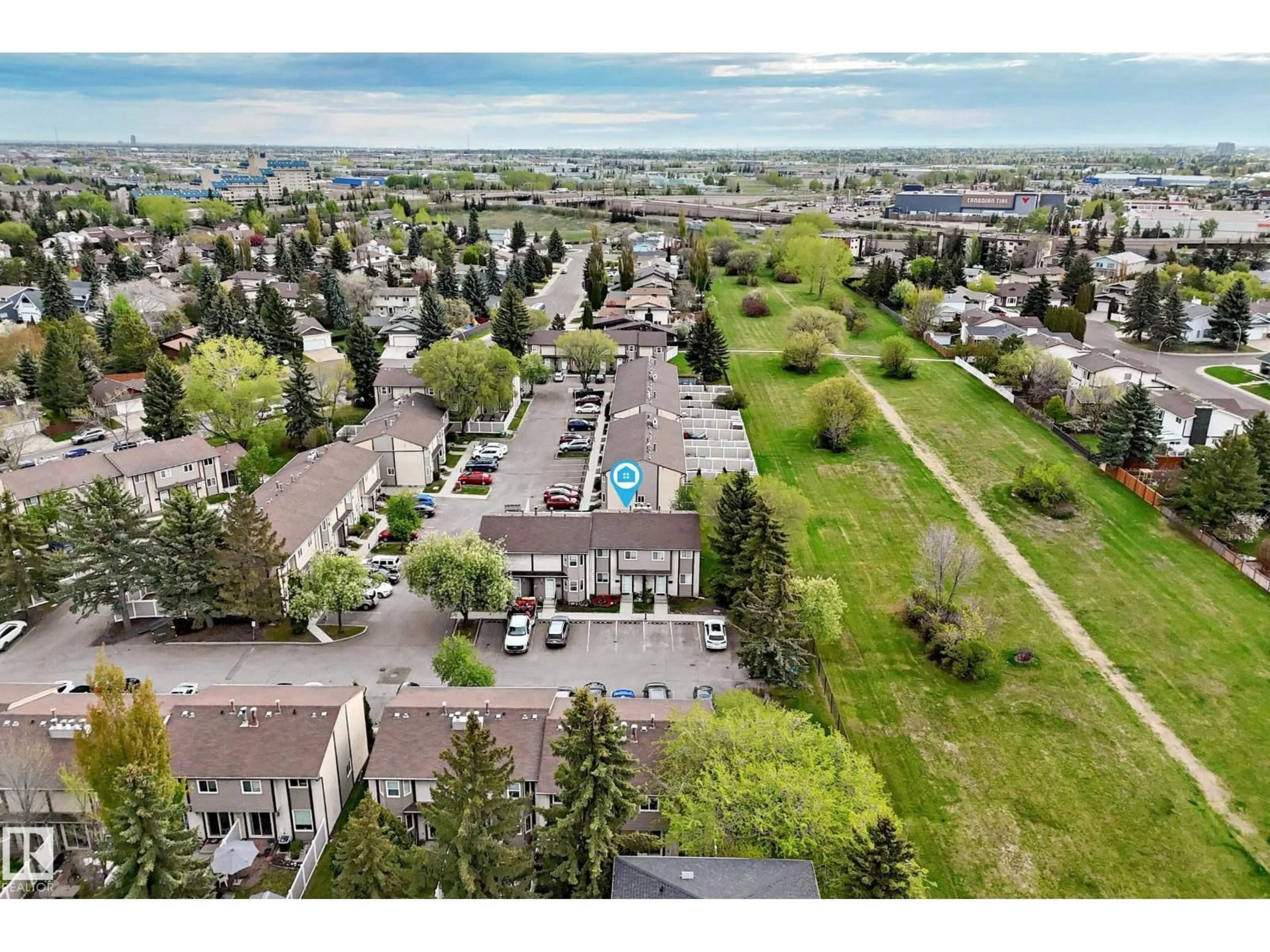 A pic from outside/outdoor area/front of a property/back of a property/a pic from drone, water/lake/river/ocean view for #18 - 10453 20 AV, Edmonton Alberta T6J5A1