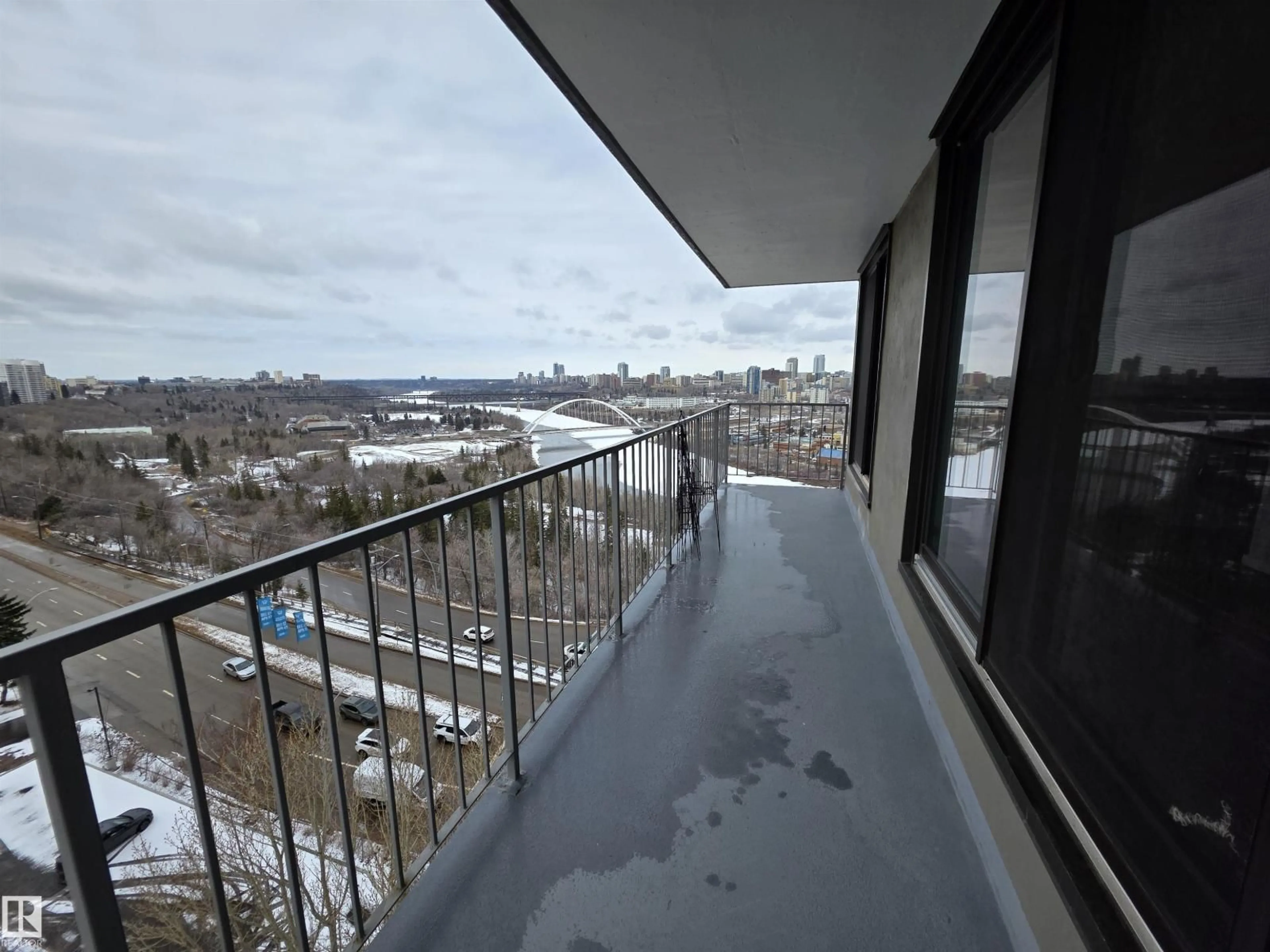 Balcony in the apartment, city buildings view from balcony for 1201 SASKATCHEWAN DR, Edmonton Alberta T6E4Y9
