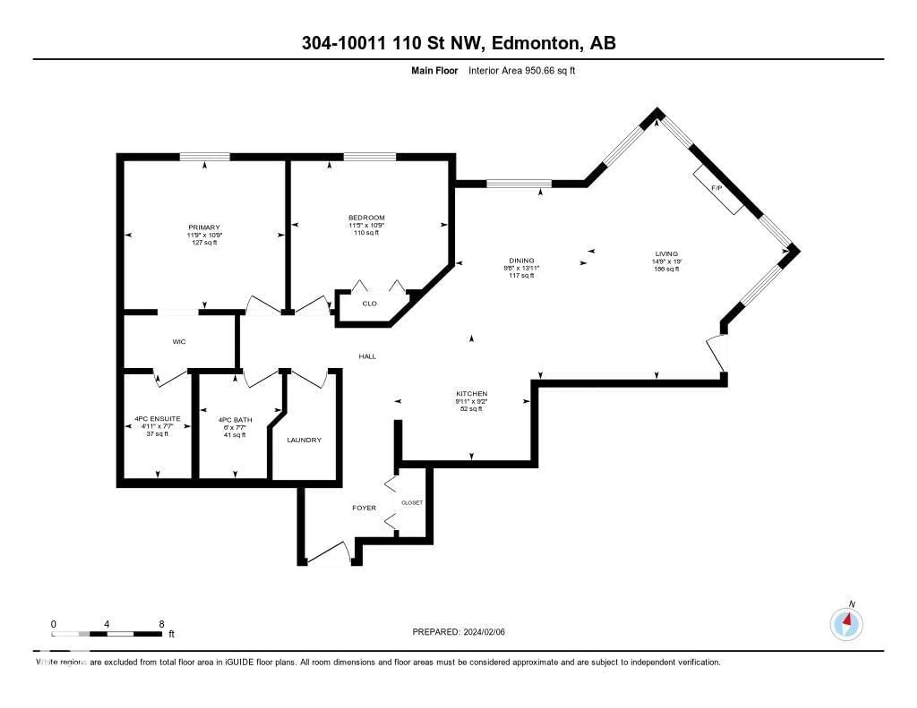 Floor plan for #304 - 10011 110 ST, Edmonton Alberta T5K2X1