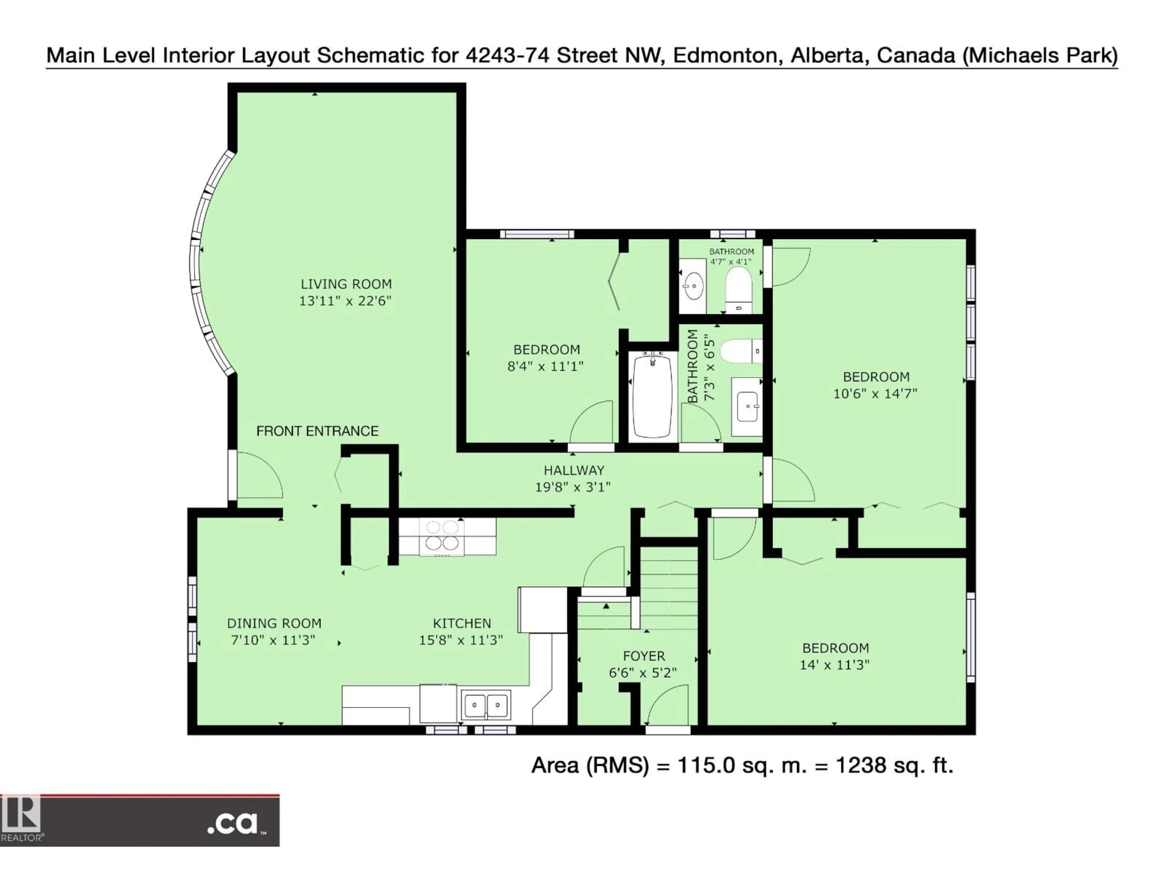 Floor plan for 4243 74 ST, Edmonton Alberta T6K0W1