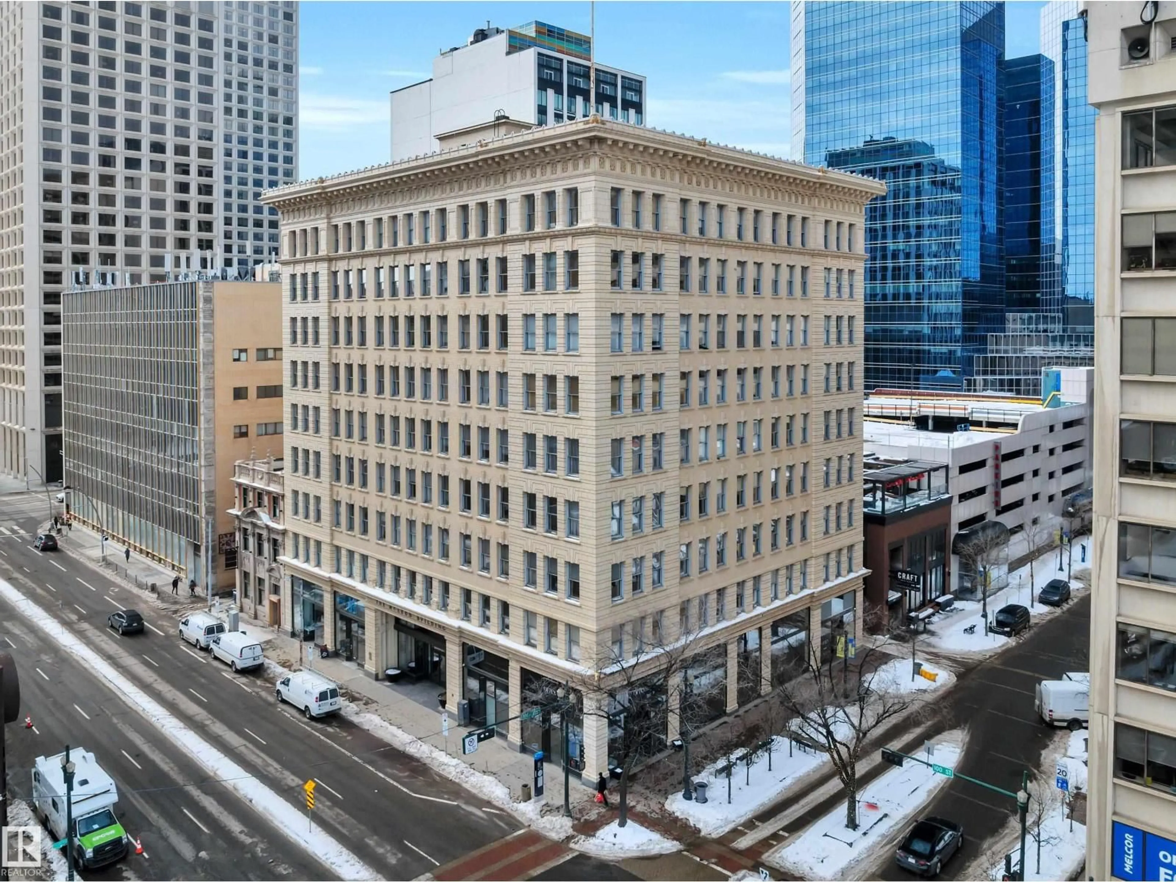 A pic from outside/outdoor area/front of a property/back of a property/a pic from drone, building for #808 - 10134 100 ST, Edmonton Alberta T5J0N8