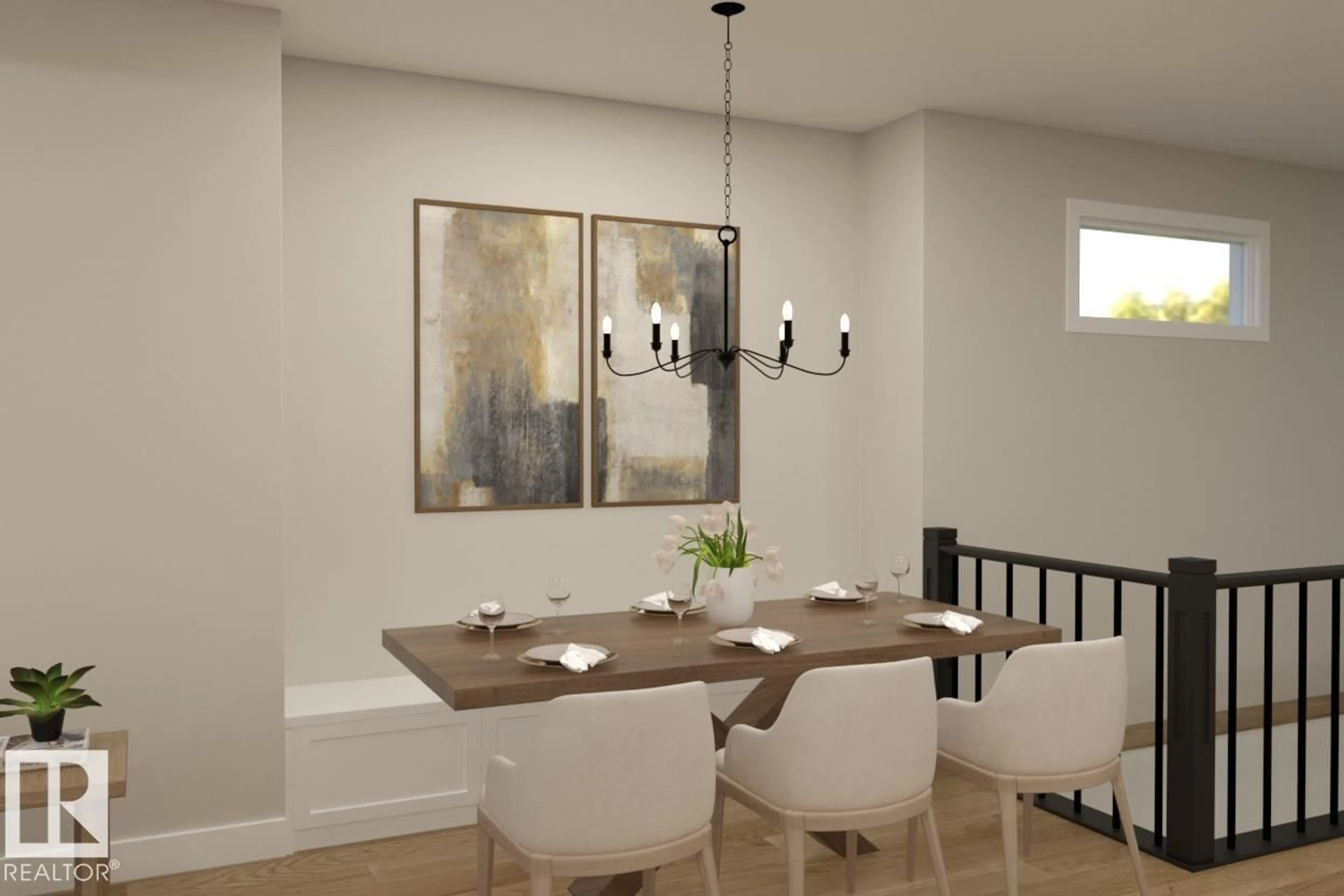 Dining room, wood/laminate floor for 15 NEWBURY CI, Sherwood Park Alberta T8B0G1