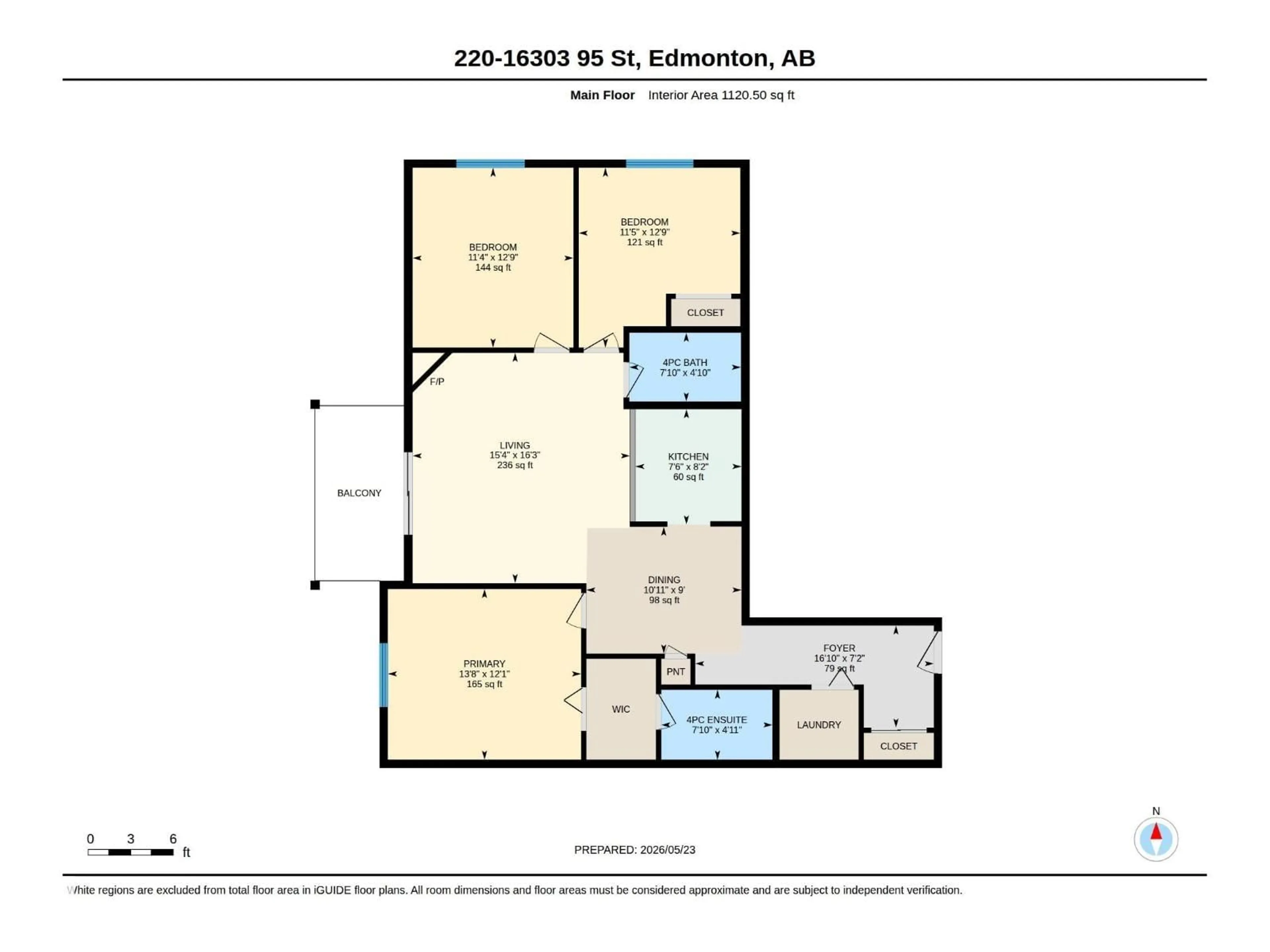 Floor plan for 220 16303 95 ST NW, Edmonton Alberta T5Z3V1