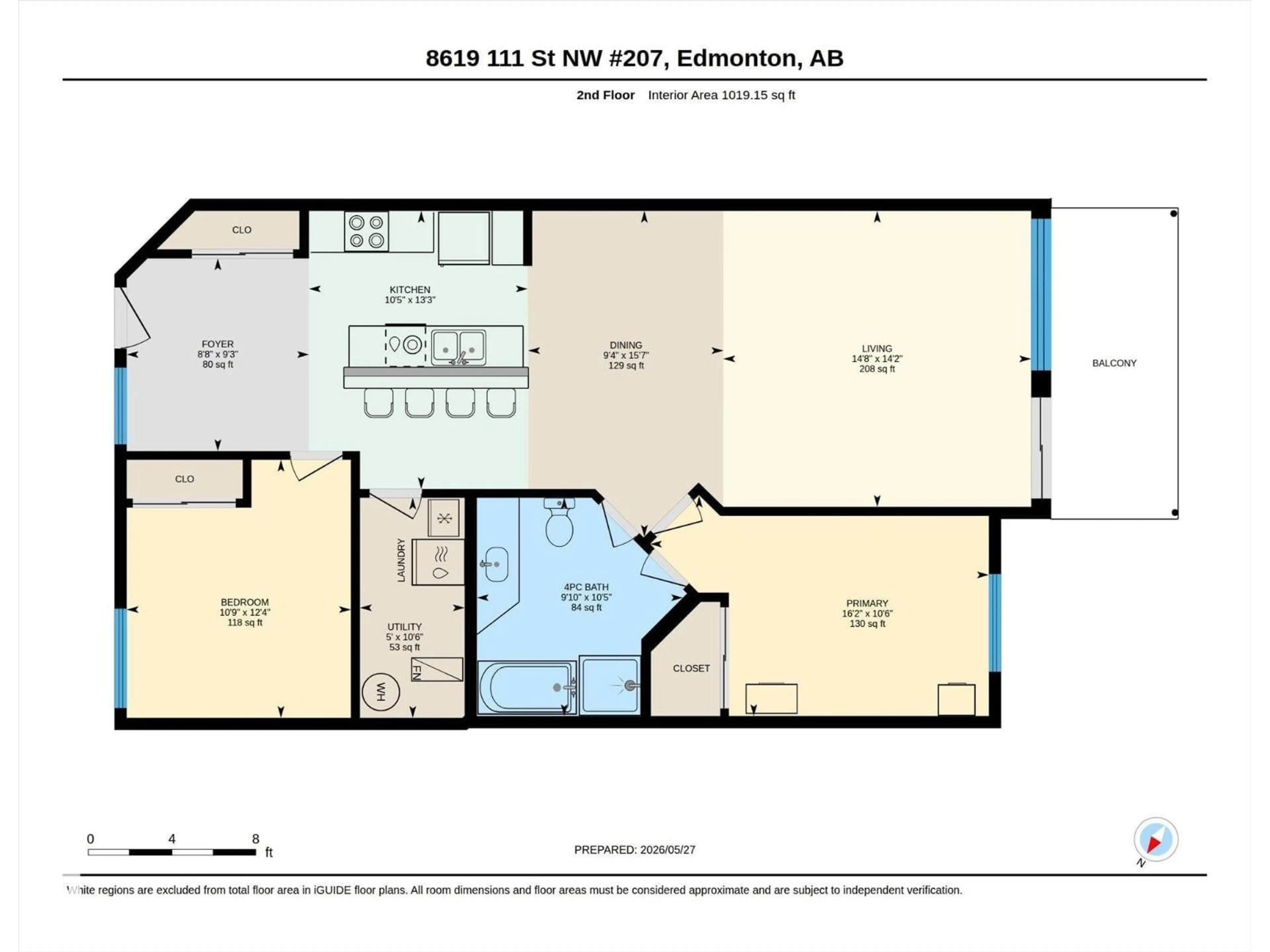 Floor plan for #207 - 8619 111 ST NW, Edmonton Alberta T6G2W1