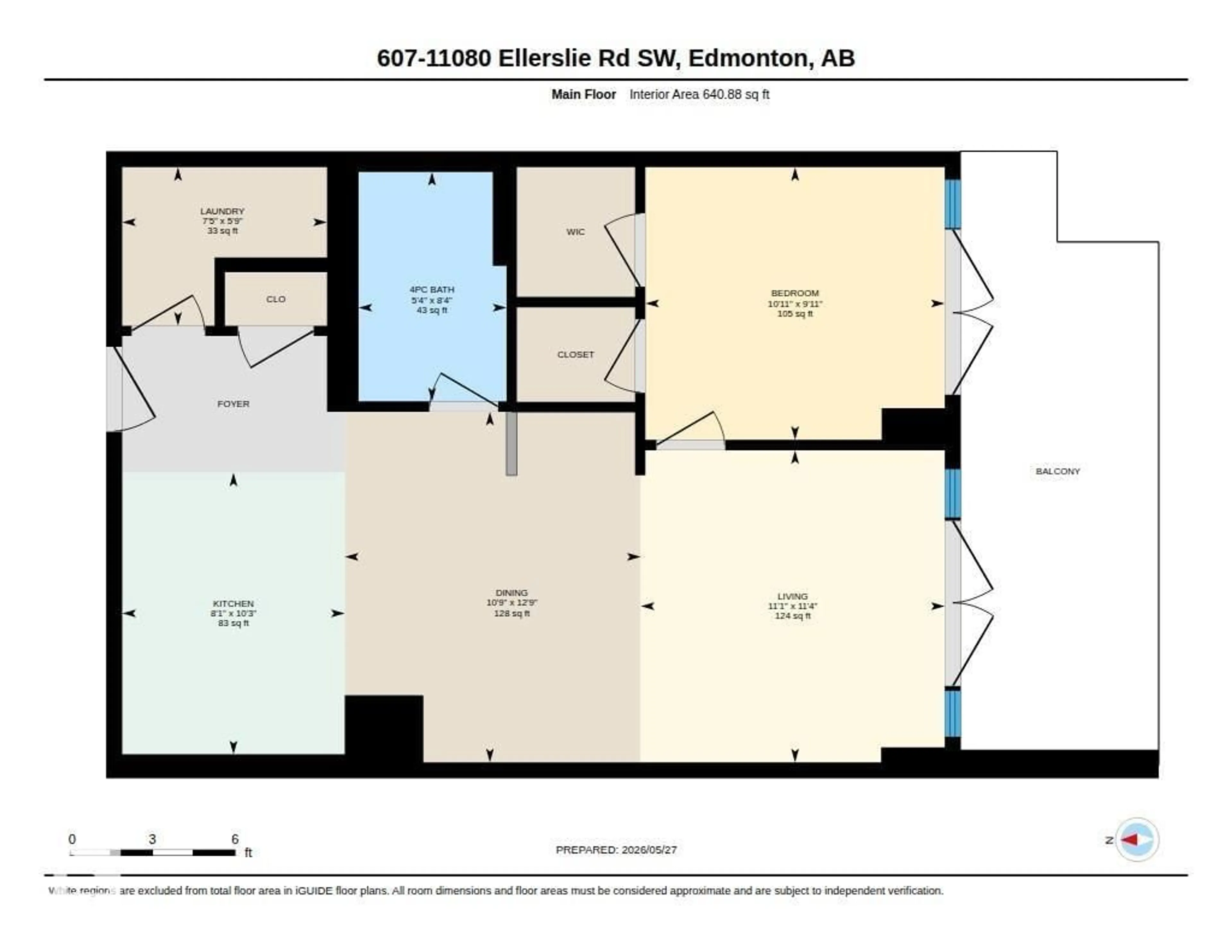 Floor plan for 607 - 11080 ELLERSLIE RD SW, Edmonton Alberta T6W2C2